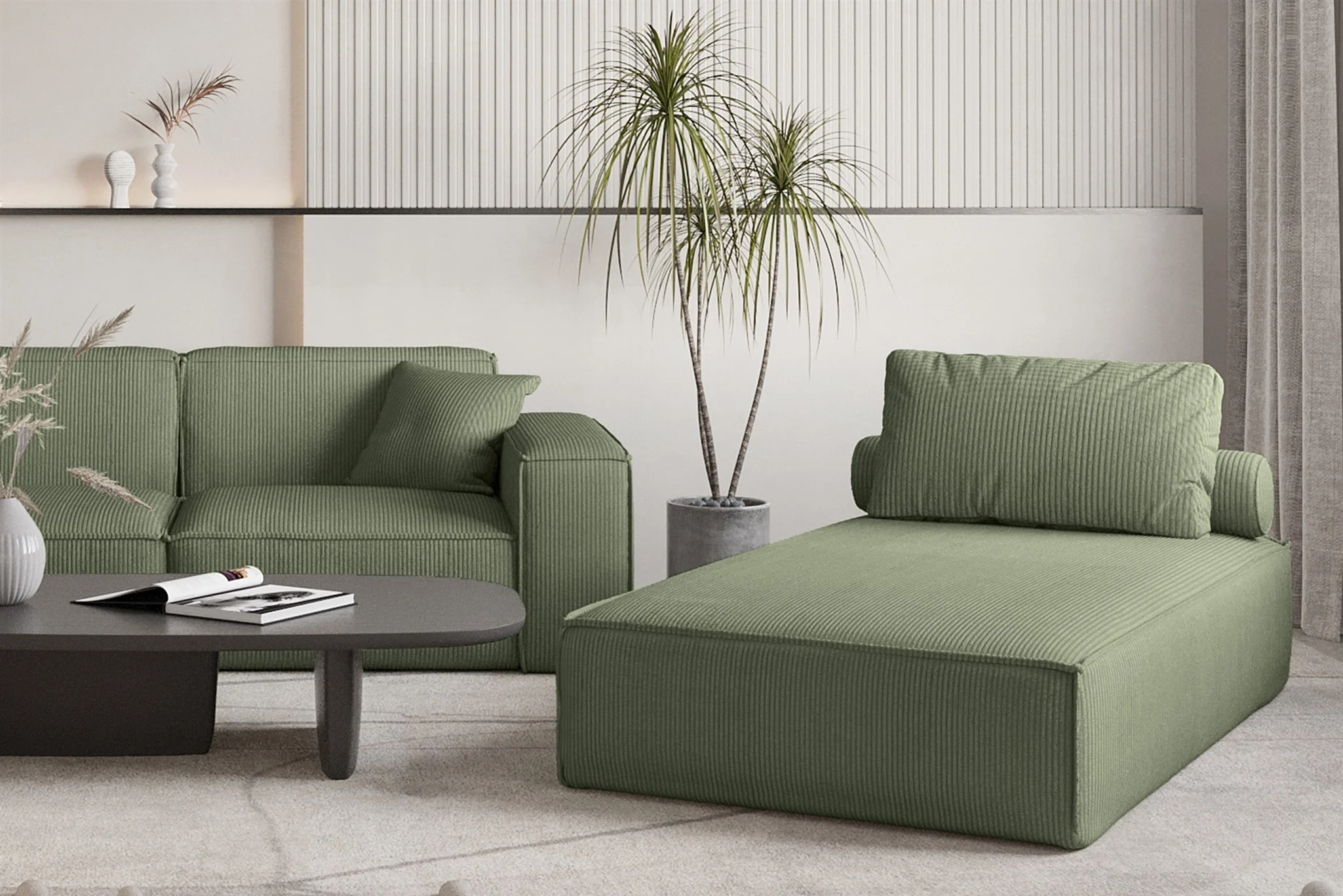 Chaiselongue Sezlong Liege CELES PREMIUM in Stoff Scala Forest - Fun Möbel