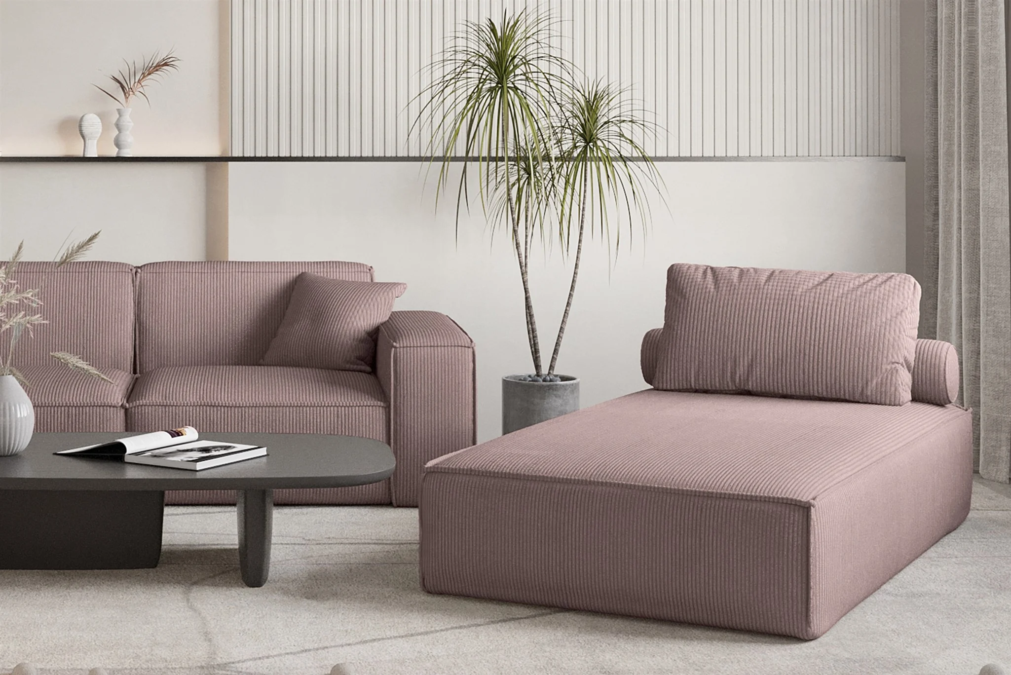 Chaiselongue Sezlong Liege CELES PREMIUM in Stoff Scala Lavendel - Fun Möbel