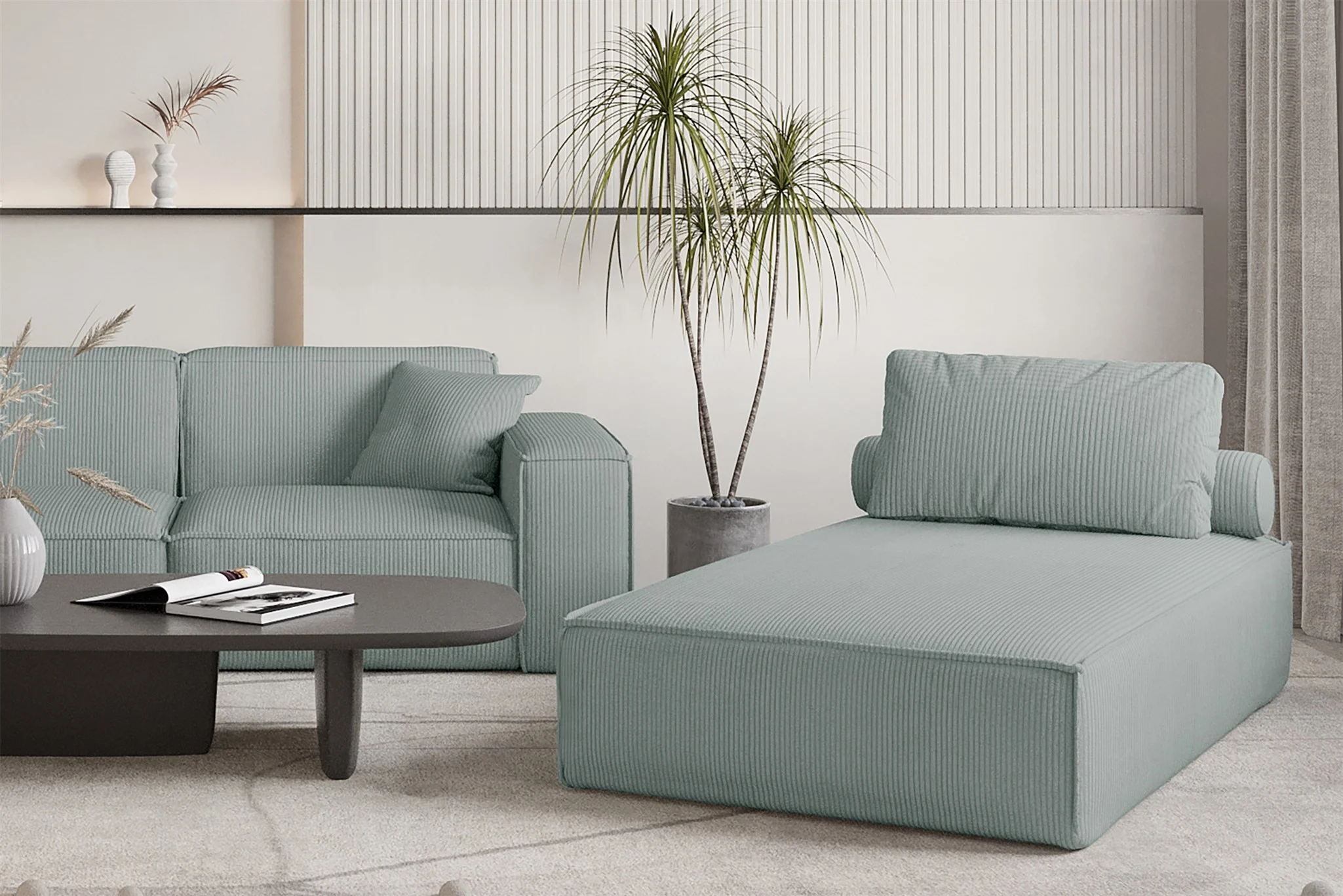 Chaiselongue Sezlong Liege CELES PREMIUM in Stoff Scala Saphirblau - Fun Möbel