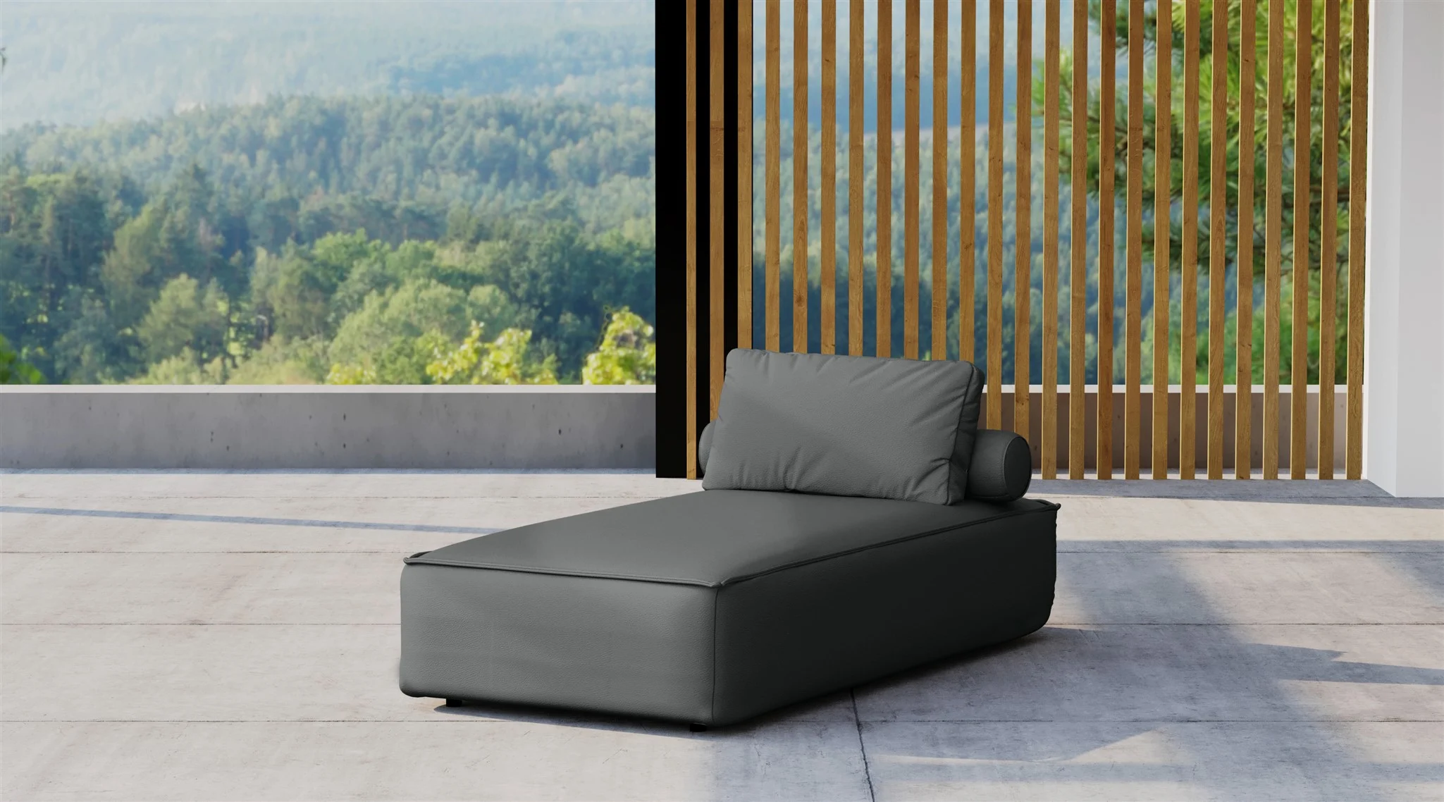 Chaiselongue Sezlong Polsterliege SUMMER wetterfester Stoff NXL Anthrazit - Fun Möbel