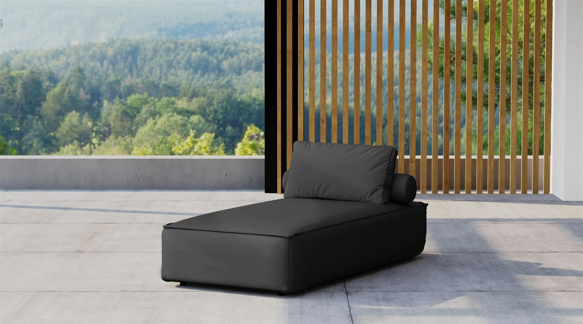 Chaiselongue Sezlong Polsterliege SUMMER wetterfester Stoff NXL Schwarz - Fun Möbel