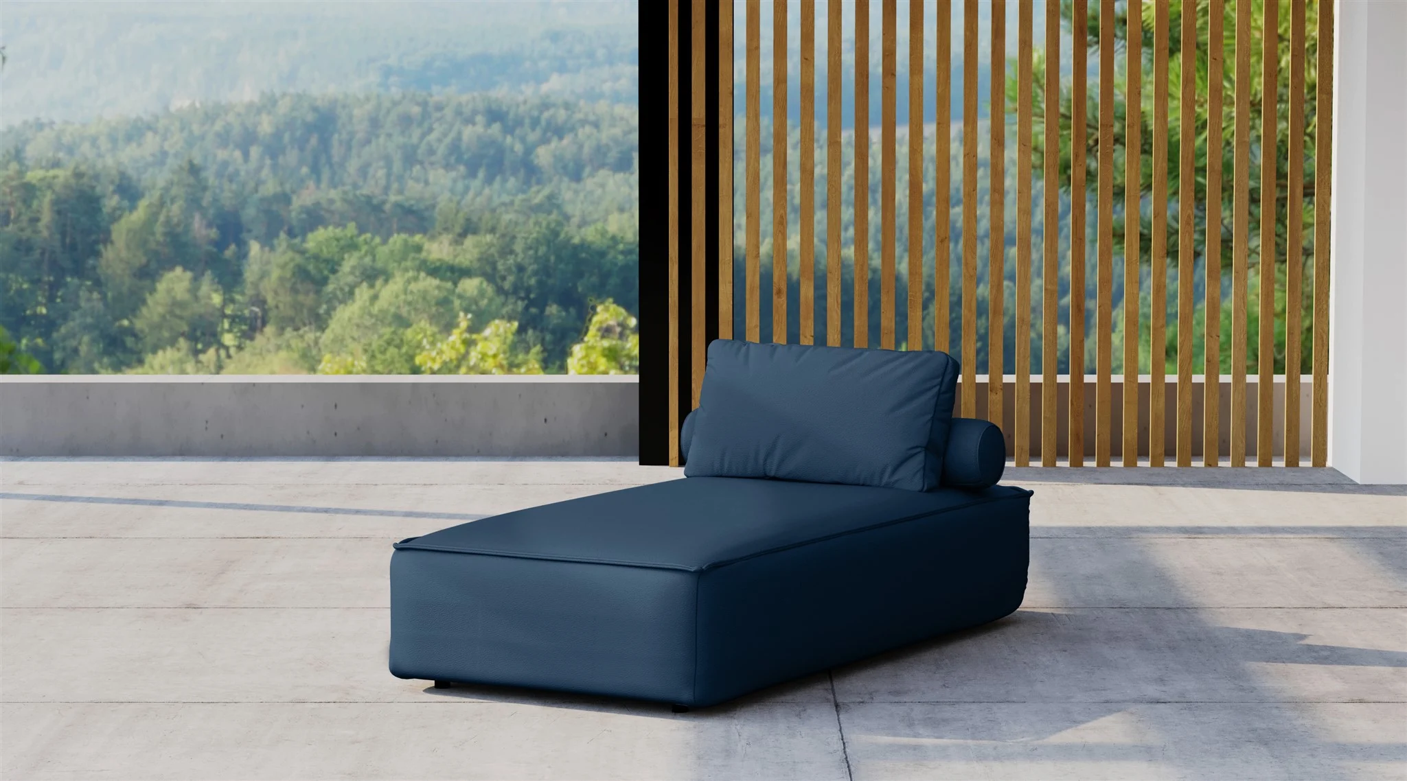 Chaiselongue Sezlong Polsterliege SUMMER wetterfester Stoff NXL Dunkelblau - Fun Möbel