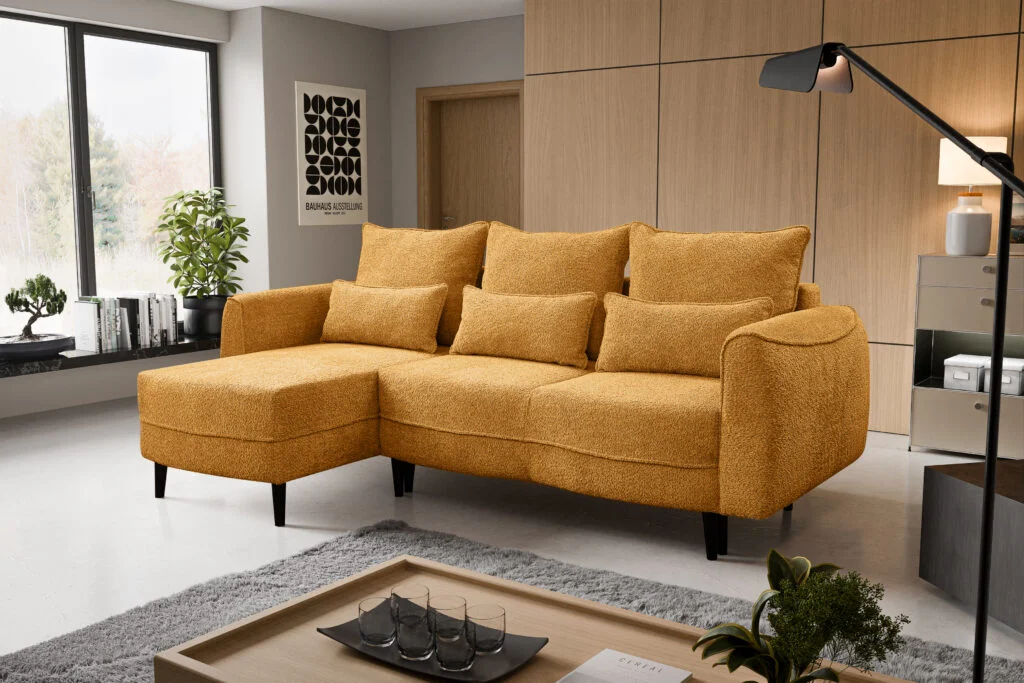 Ecksofa Selio mit Schlaffunktion und Bettzeugcontainer