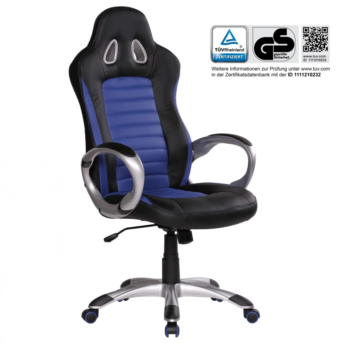 Drehstuhl Bürostuhl Chefsessel SPEED Blau / Schwarz - Fun Möbel
