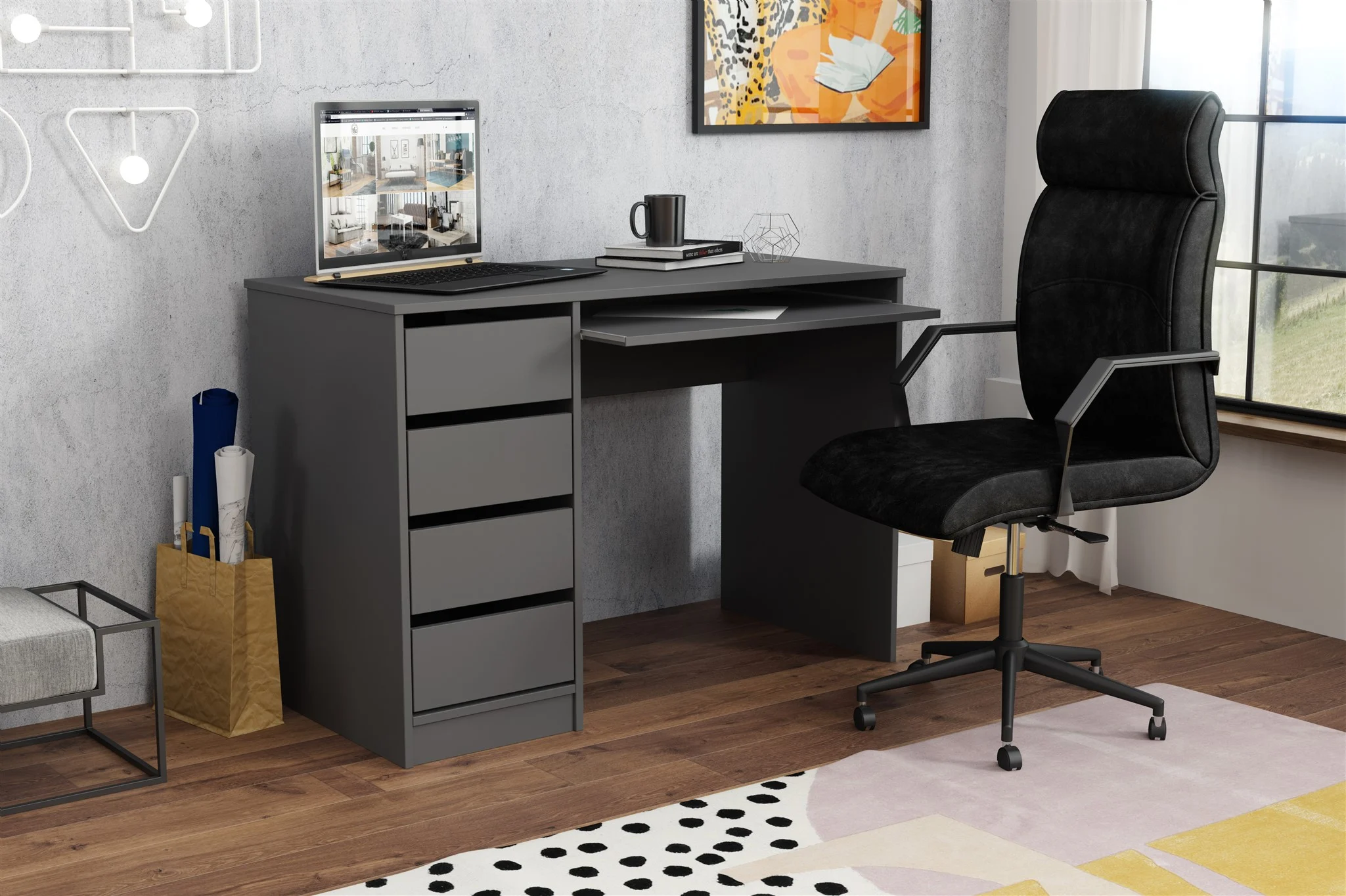 Schreibtisch Bürotisch Computertisch Tisch A700 110x55x77 cm Anthrazit - Fun Moebel