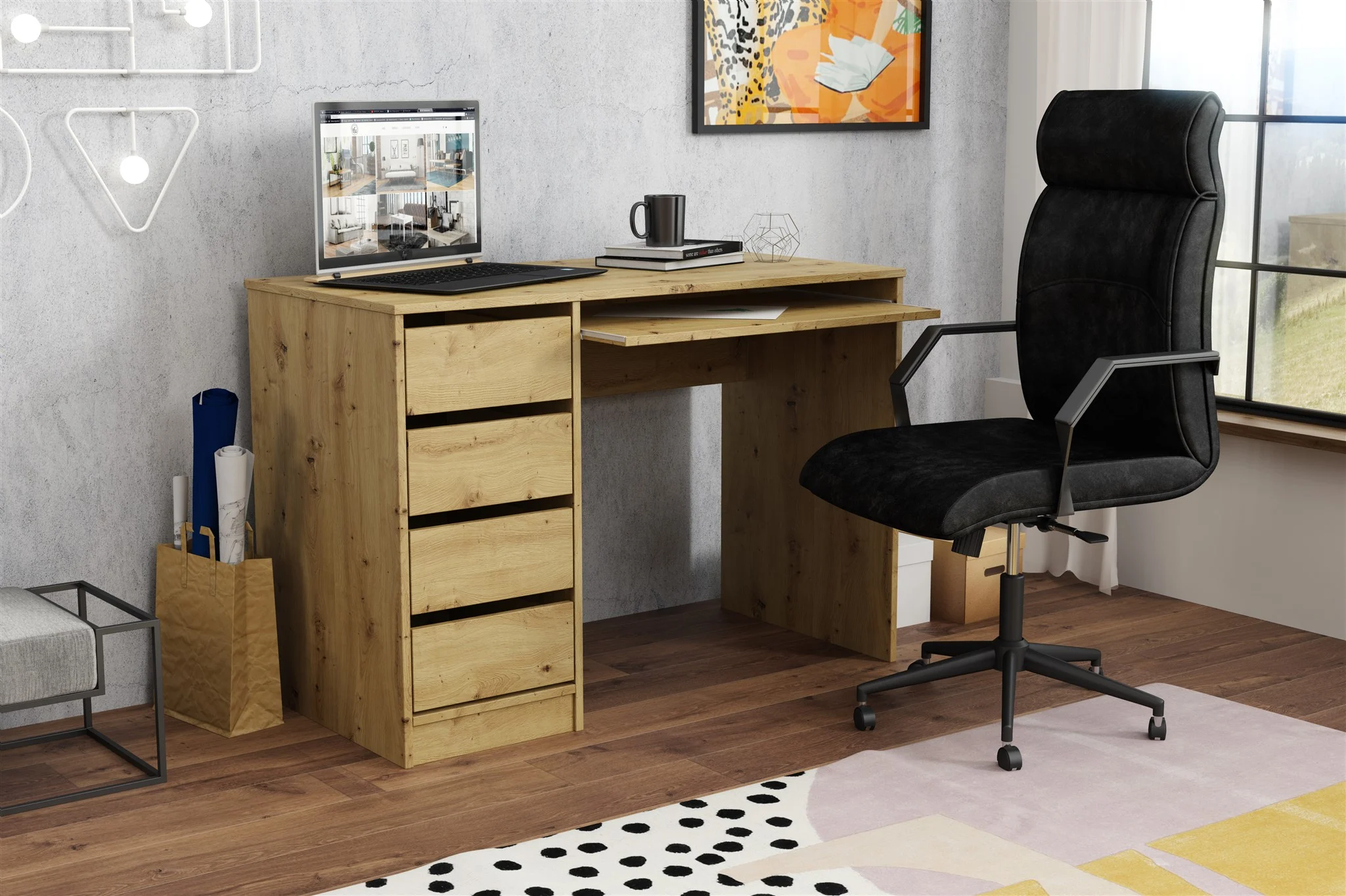 Schreibtisch Bürotisch Computertisch Tisch A700 110x55x77 cm Artisan Eiche - Fun Moebel