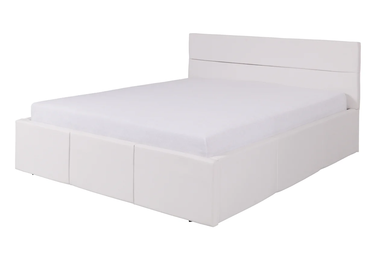 Polsterbett Doppelbett LABRI Komplettset Kunstleder Weiss 160x200cm - Fun Moebel