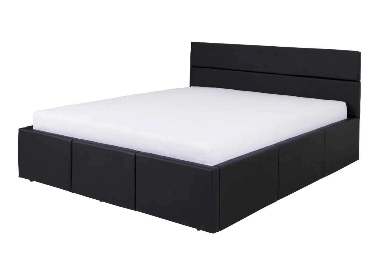 Polsterbett Doppelbett LABRI Komplettset Kunstleder Schwarz 160x200cm - Fun Moebel