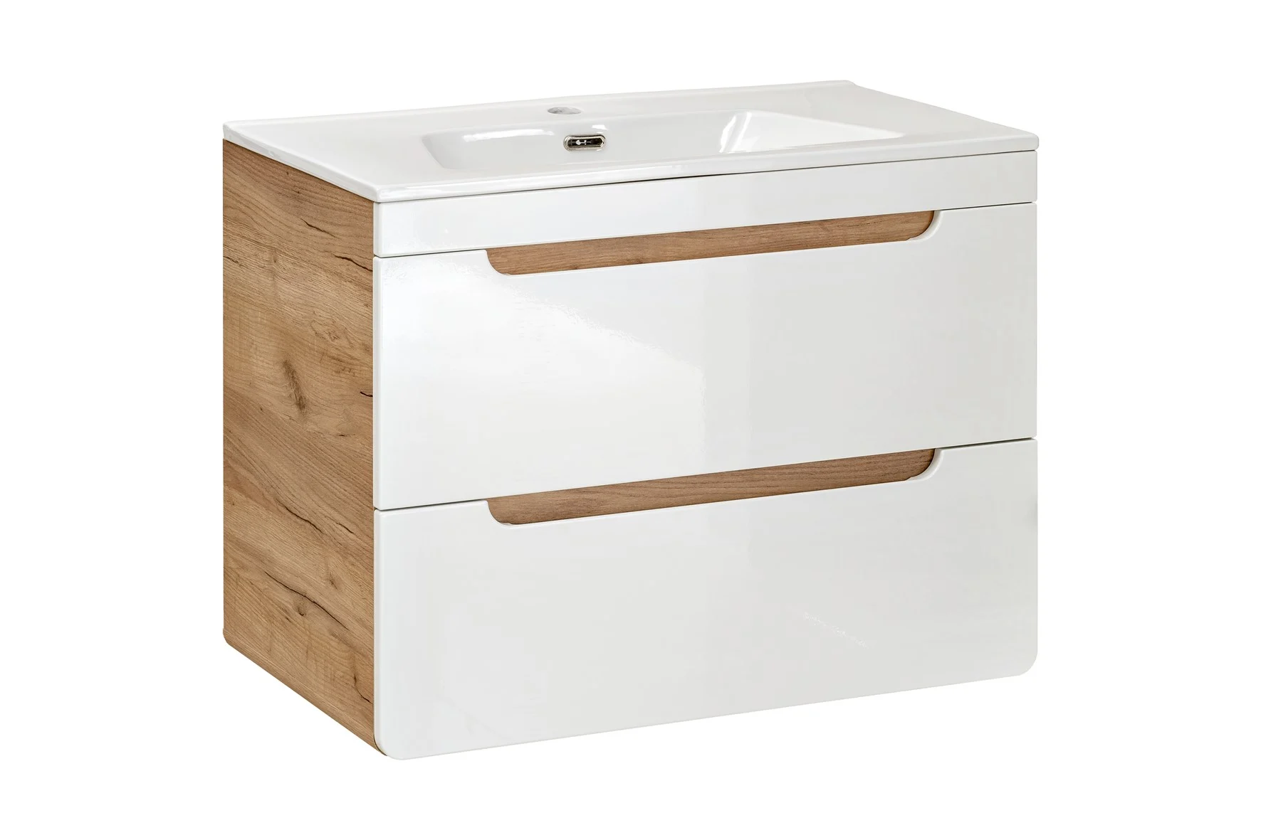 Waschbeckenunterschrank FERMO Weiss Hochglanz inkl.Waschtisch 60cm - Fun Moebel
