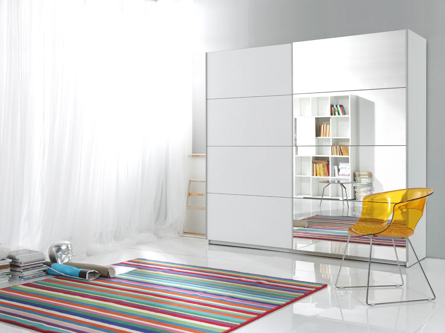 Schiebetürenschrank Schrank EMBLA Weiss matt 221x210 cm - Fun Moebel