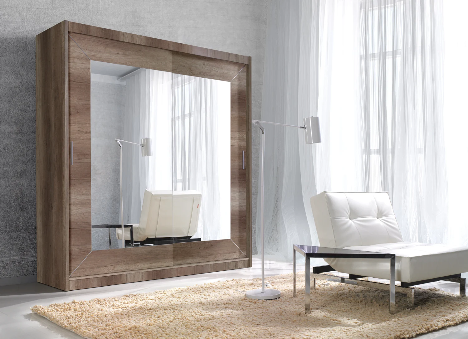 Schiebetürenschrank Schrank TORGER Eiche Country 200x215 cm - Fun Moebel