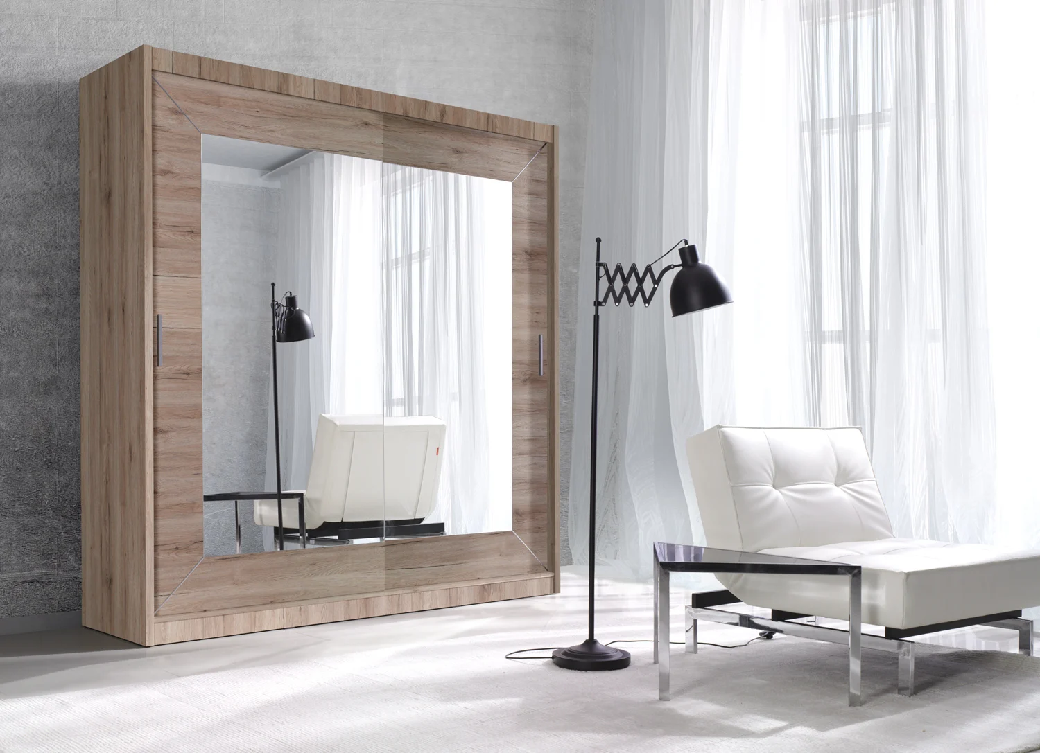Schiebetürenschrank Schrank TORGER Sanremo Eiche 200x215 cm - Fun Moebel