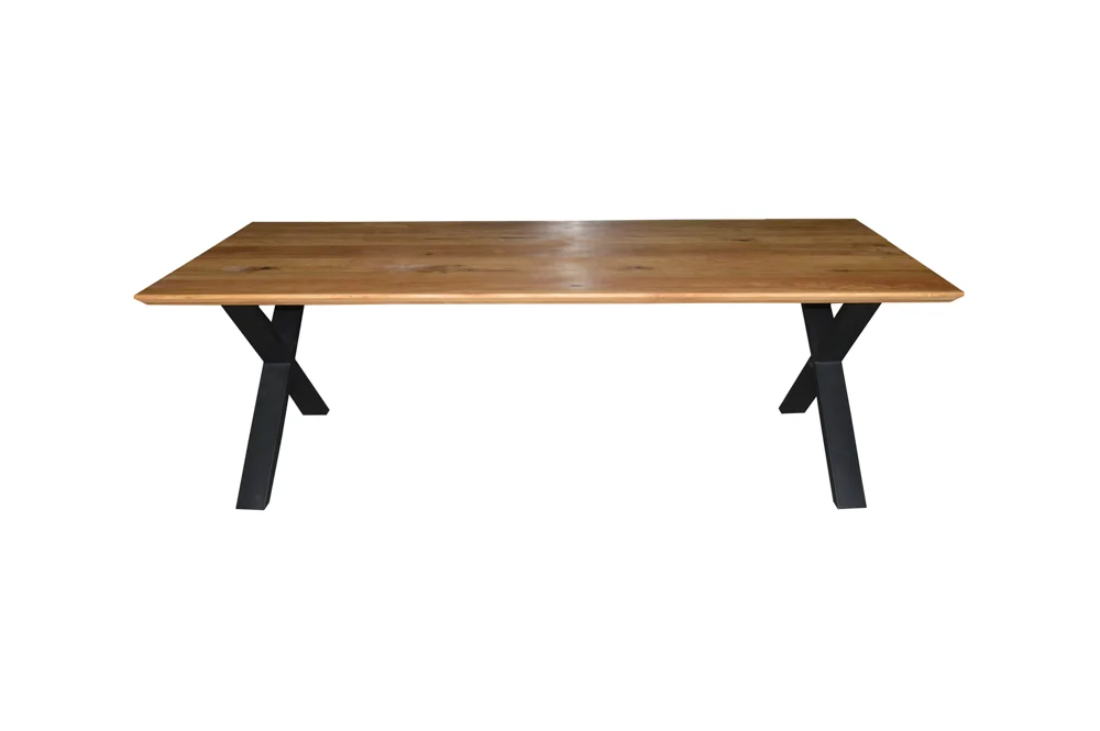 RRR Europe Esstisch X-Gestell Metall/Massives Holz Schweizer Kante