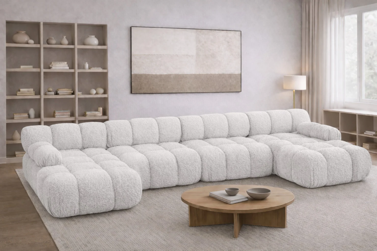 Ecksofa U-Form XL modern für Wohnzimmer, Stoff Abriamo, SELIA