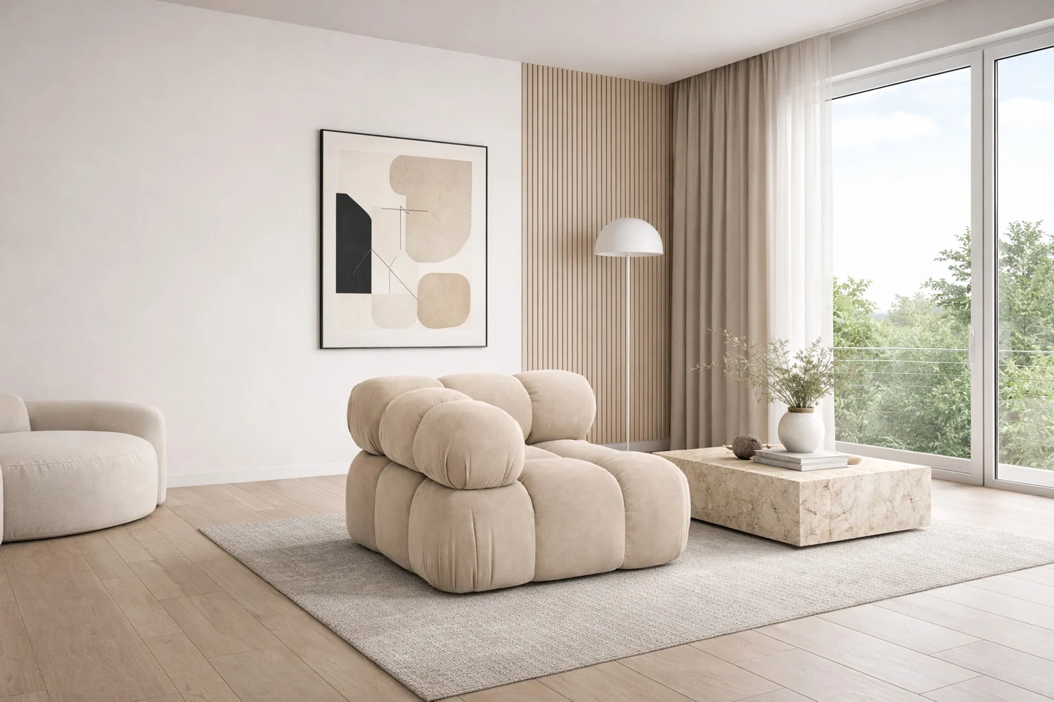 Eckmodul modern für modulares System, Stoff Velours Salvador – SELIA - Modulares Ecksofa
