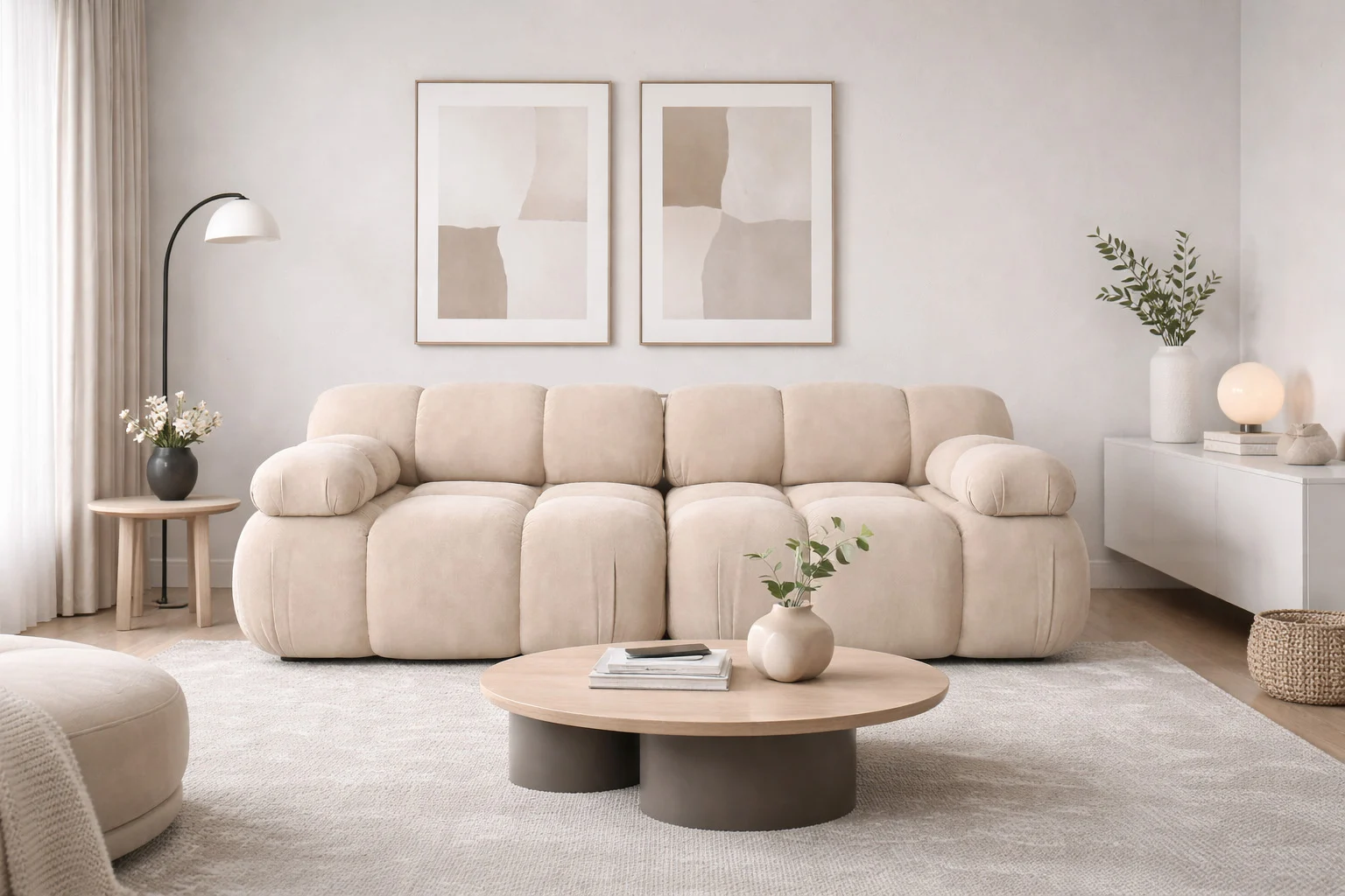 Sofa 2-Sitzer modular für Wohnzimmer, Samtstoff Salvador, Selia