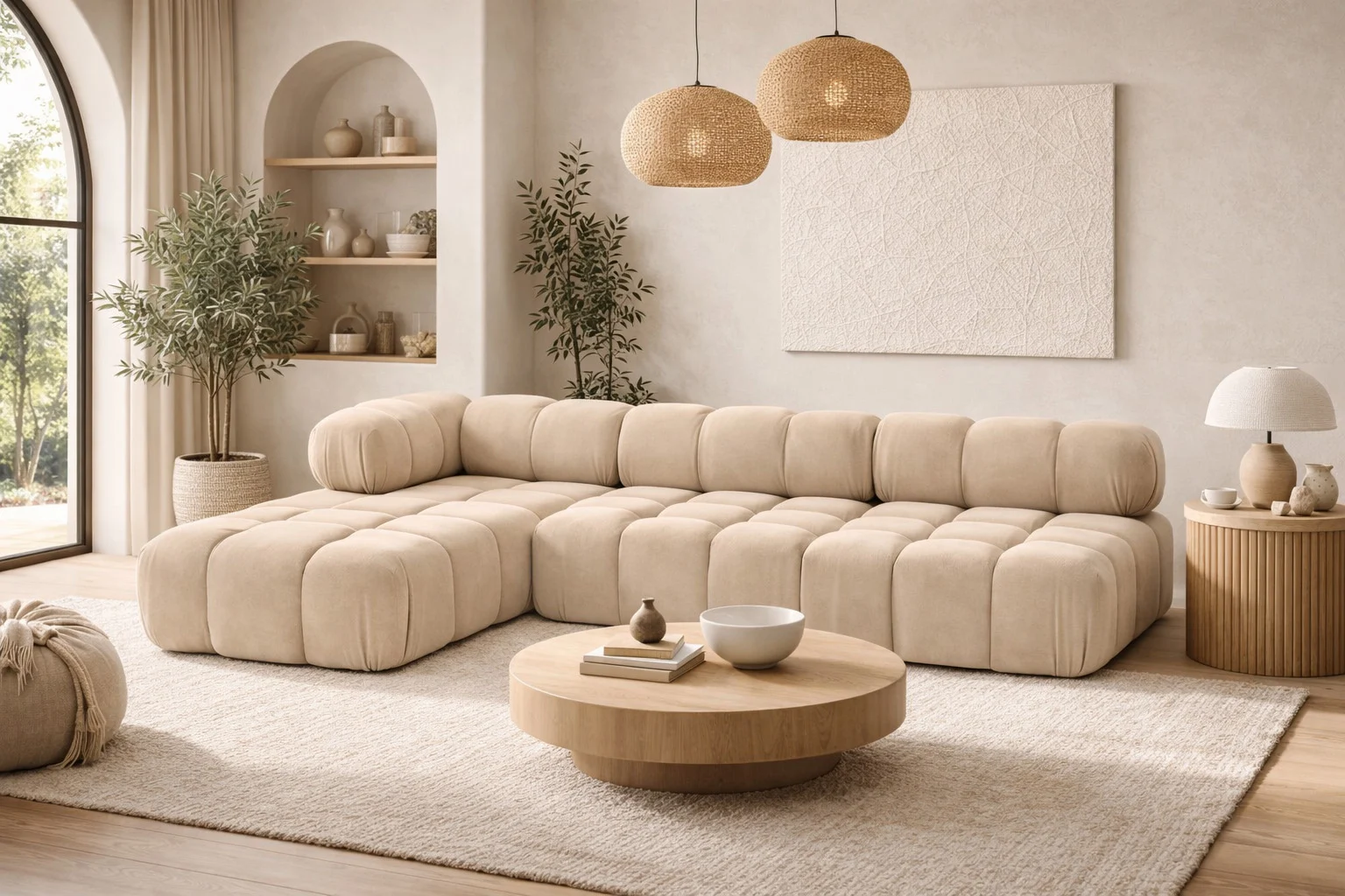 Ecksofa Modulare,L-form, Wohnlandschaft für Wohnzimmer, Stoff Salvador, Selia