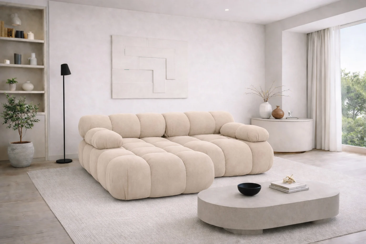 Ecksofa L Mini, modular für Wohnzimmer, Veloursstoff Salvador, Selia