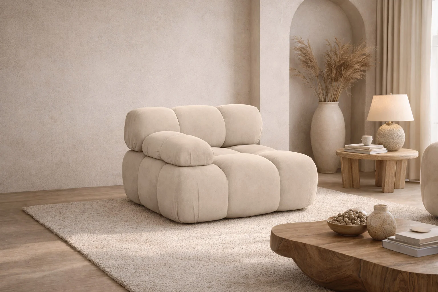Modul seitlich links / rechts modern für ein modulares System, Veloursstoff Salvador,SELIA - Bubble Ecksofa