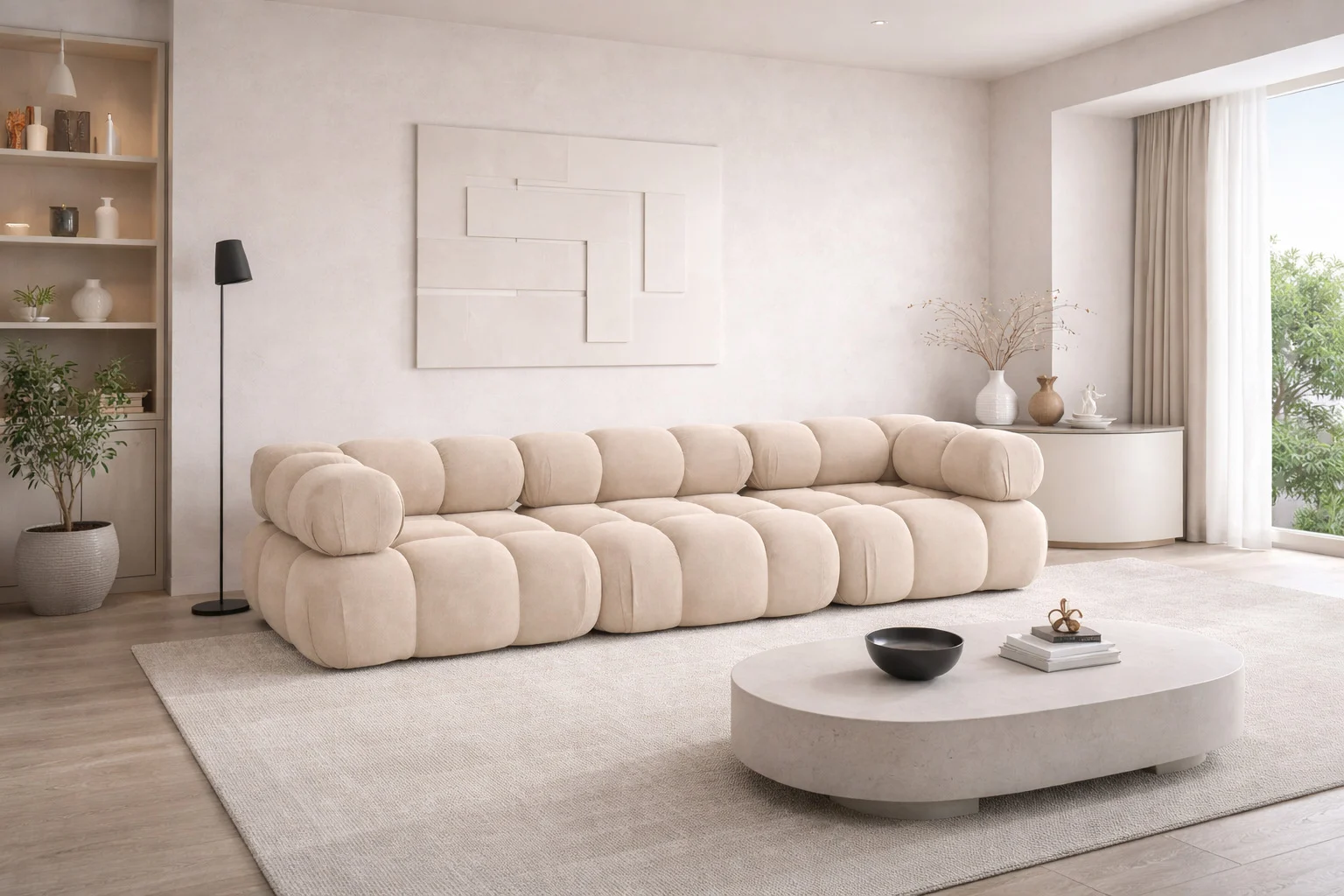 Modulares 3-Sitzer-Sofa, gerade Couch, Stoff Salvador, Selia