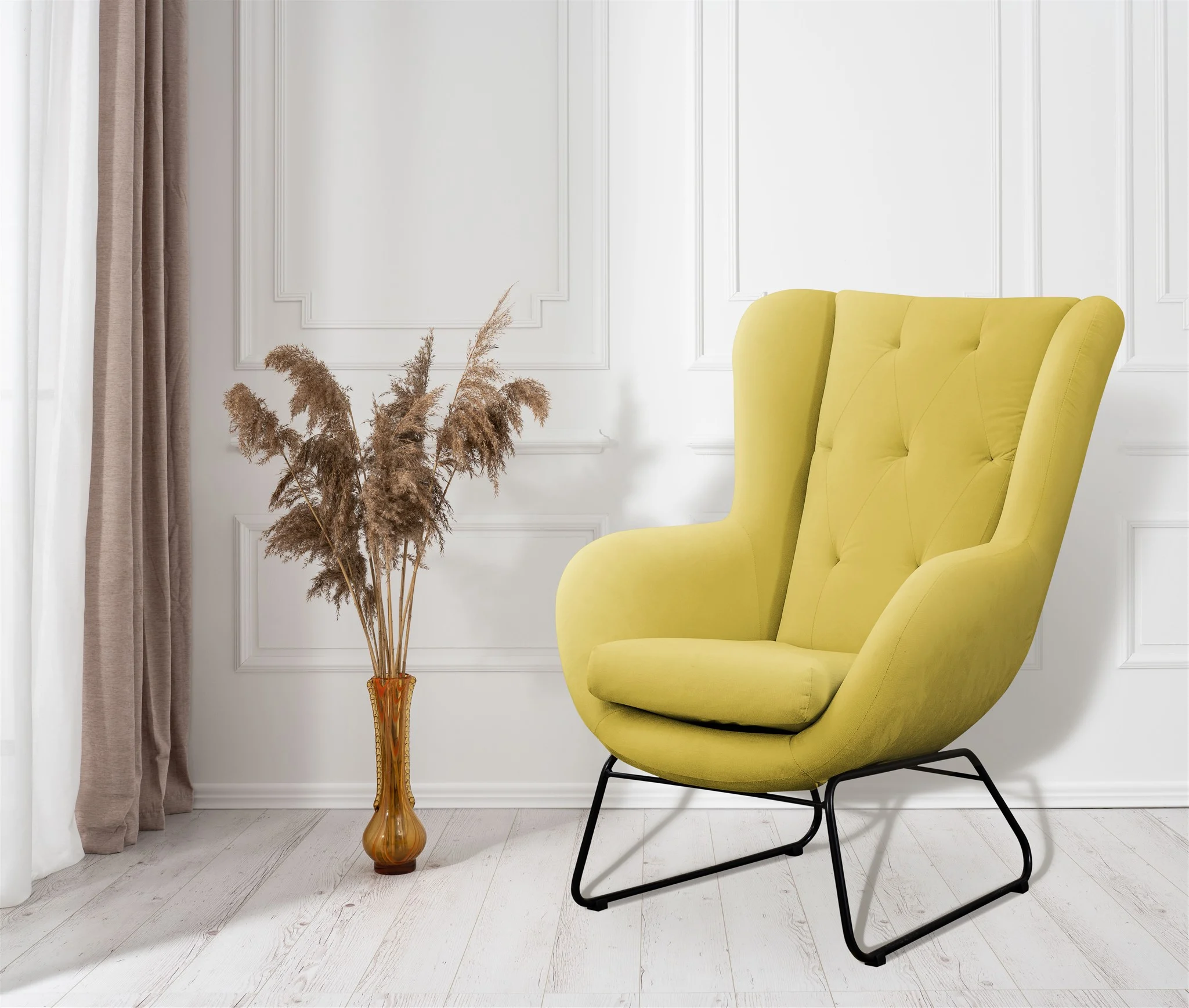 Sessel Designersessel ARTEMIS in Stoff Kronos Gelb - Fun Möbel