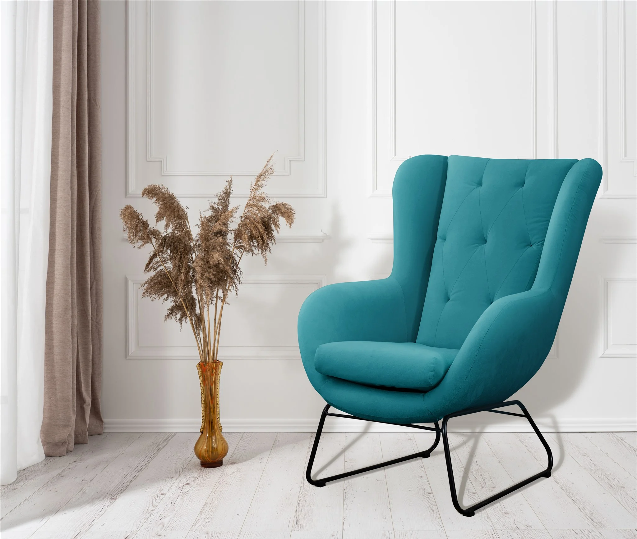 Sessel Designersessel ARTEMIS in Stoff Kronos Türkis - Fun Möbel