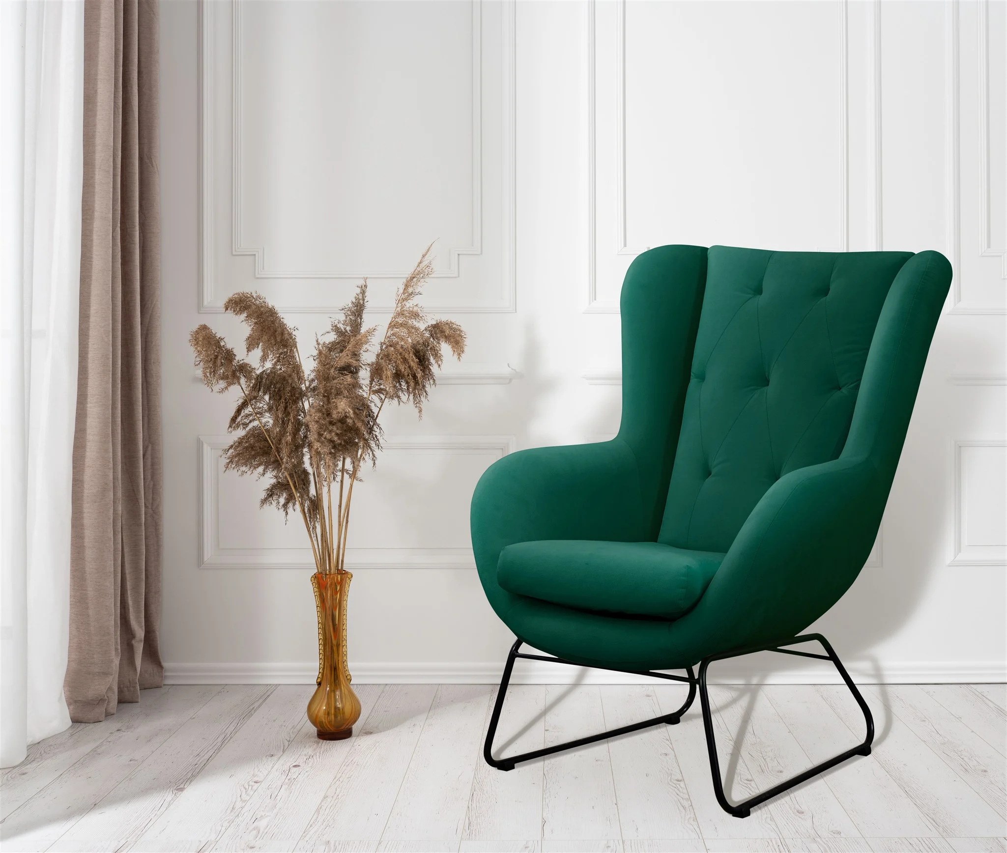 Sessel Designersessel ARTEMIS in Stoff Kronos Grün - Fun Möbel