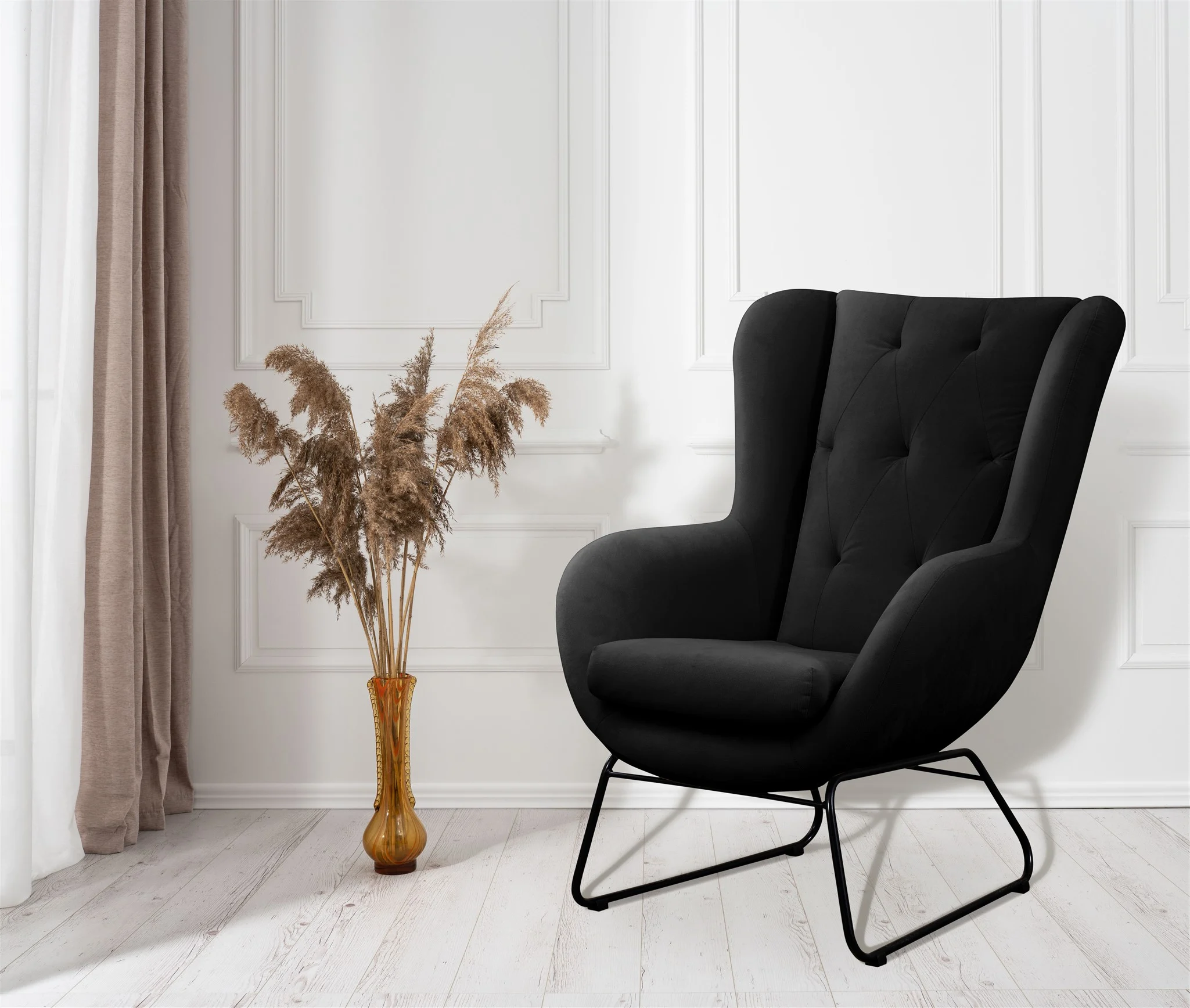 Sessel Designersessel ARTEMIS in Stoff Kronos Schwarz - Fun Möbel