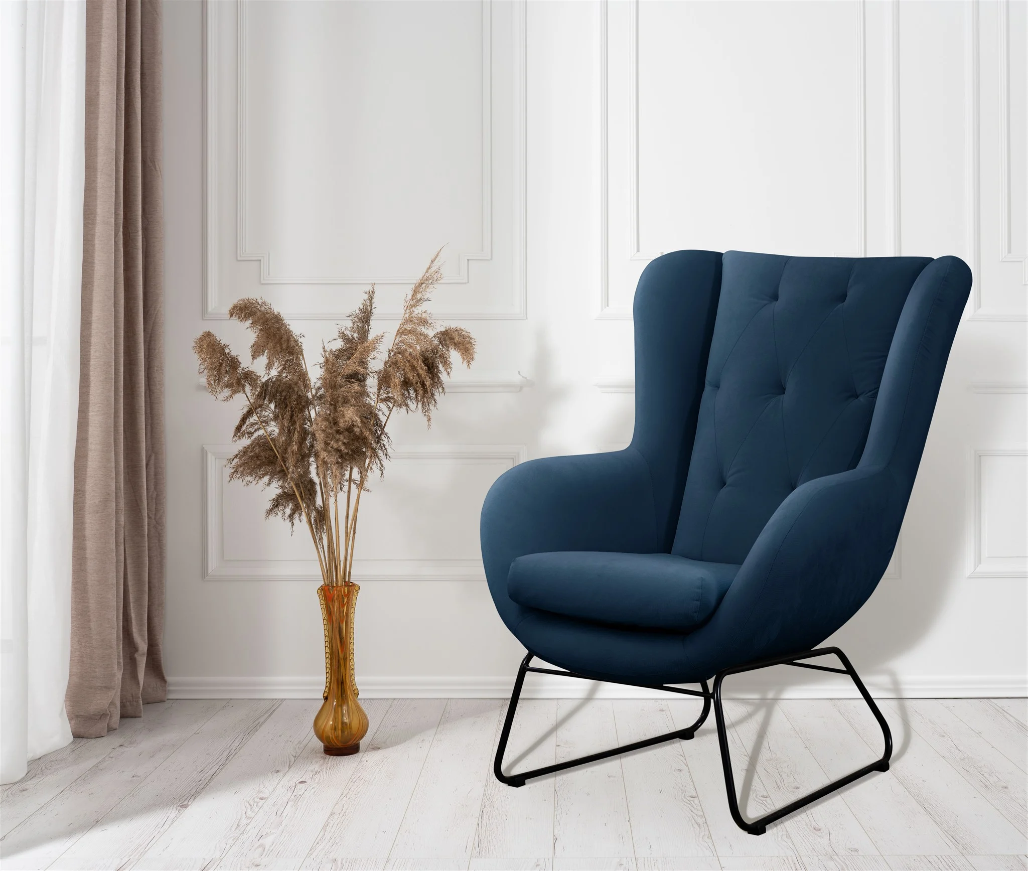 Sessel Designersessel ARTEMIS in Stoff Kronos Dunkelblau - Fun Möbel
