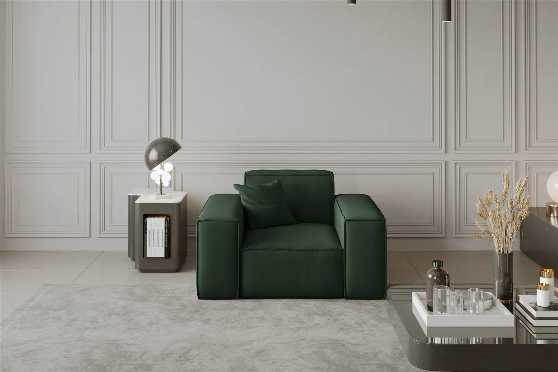 Sessel Designersessel CELES in Stoff Opera Velvet Grün - Fun Moebel