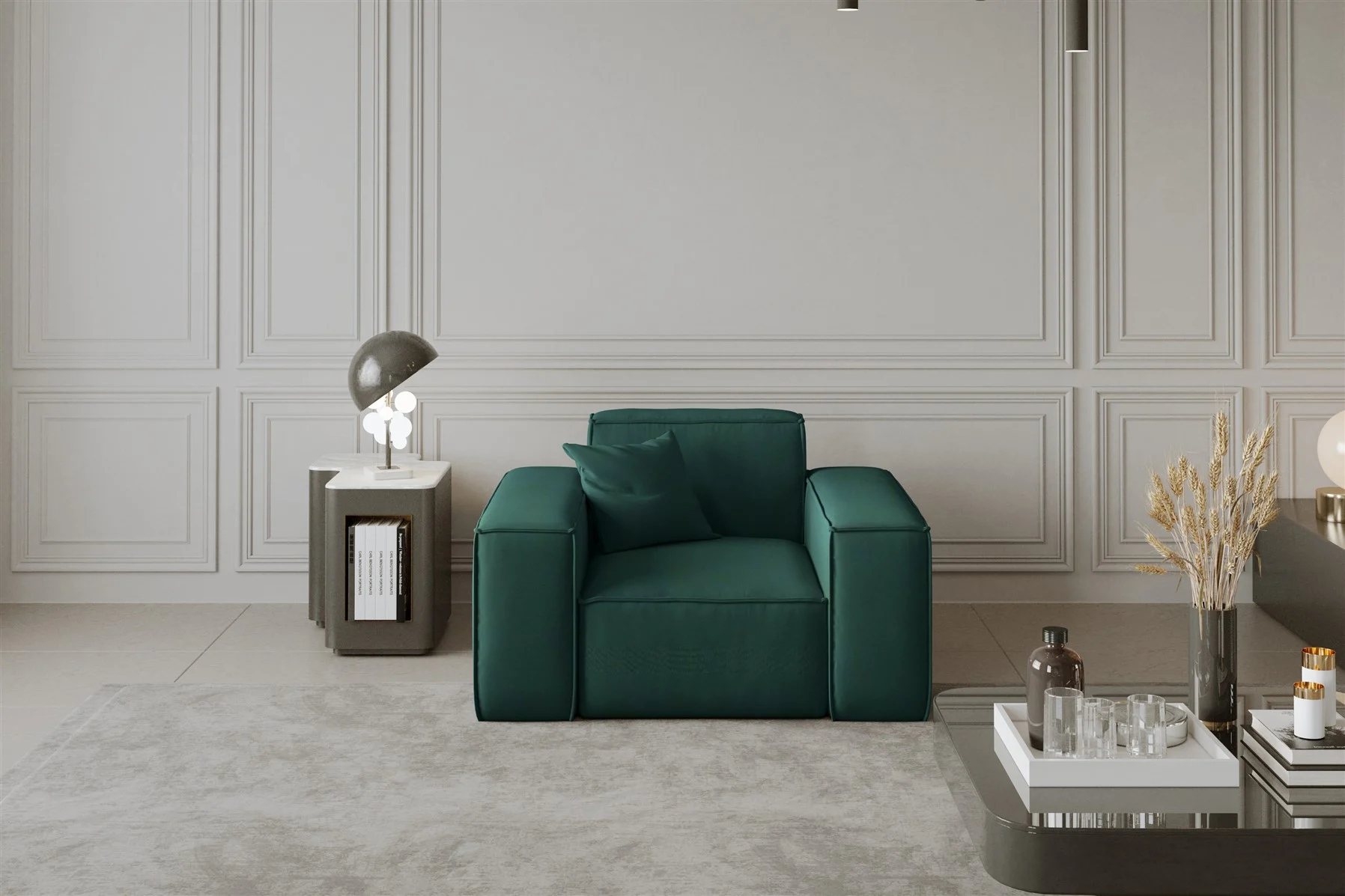 Sessel Designersessel CELES in Stoff Opera Velvet Opalgrün - Fun Moebel