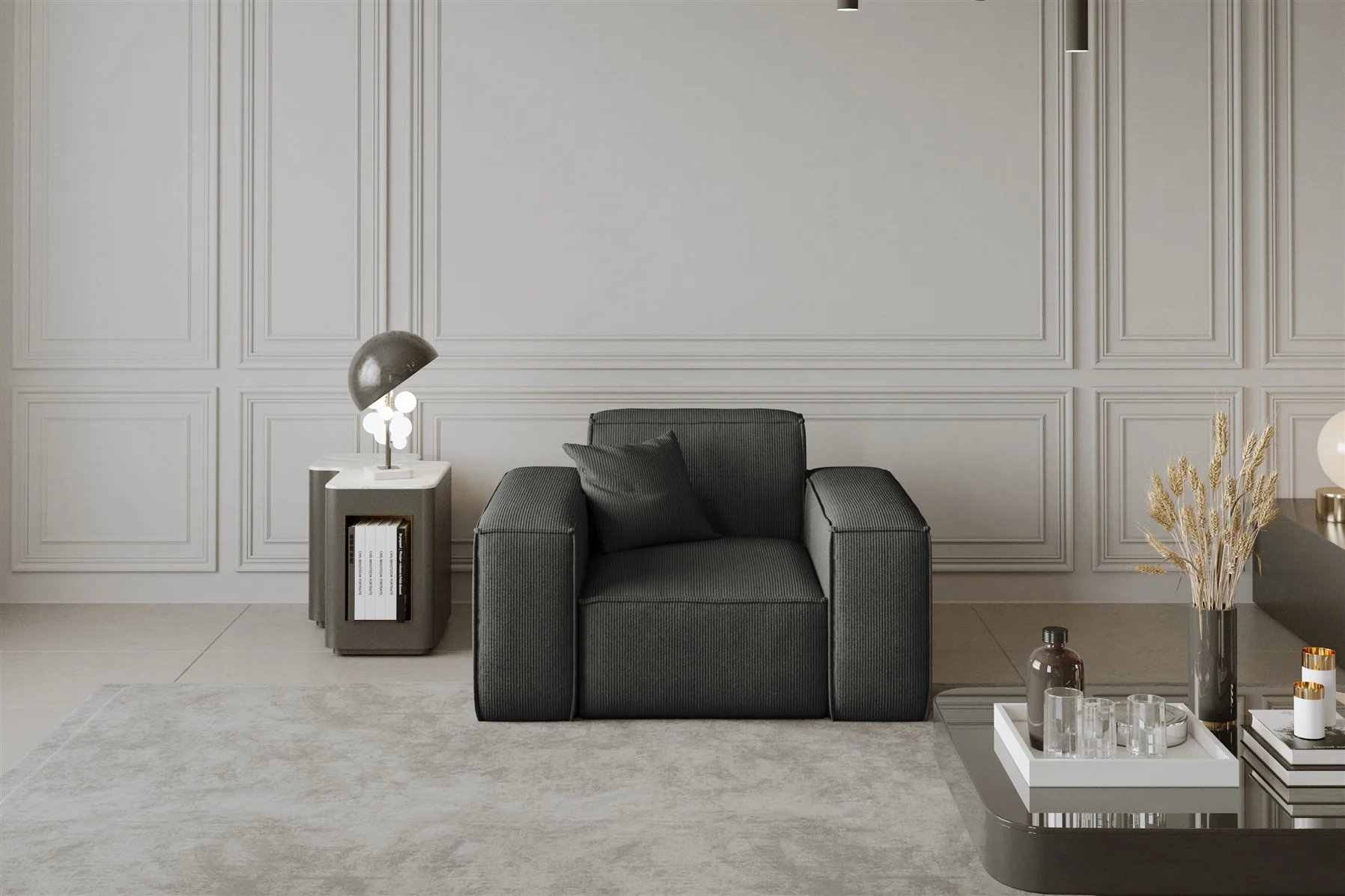 Sessel Designersessel CELES in Stoff Scala Anthrazit - Fun Moebel