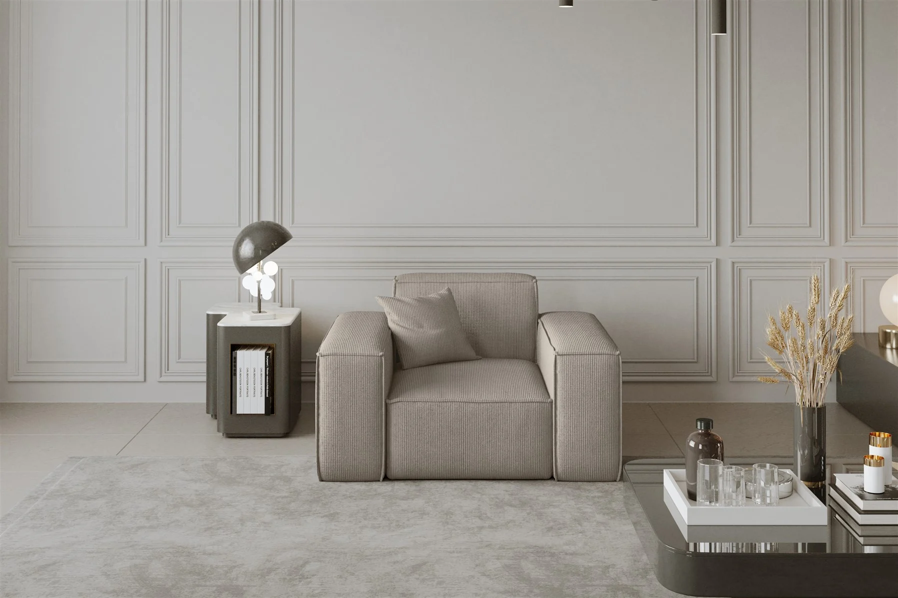Sessel Designersessel CELES in Stoff Scala Beige - Fun Moebel