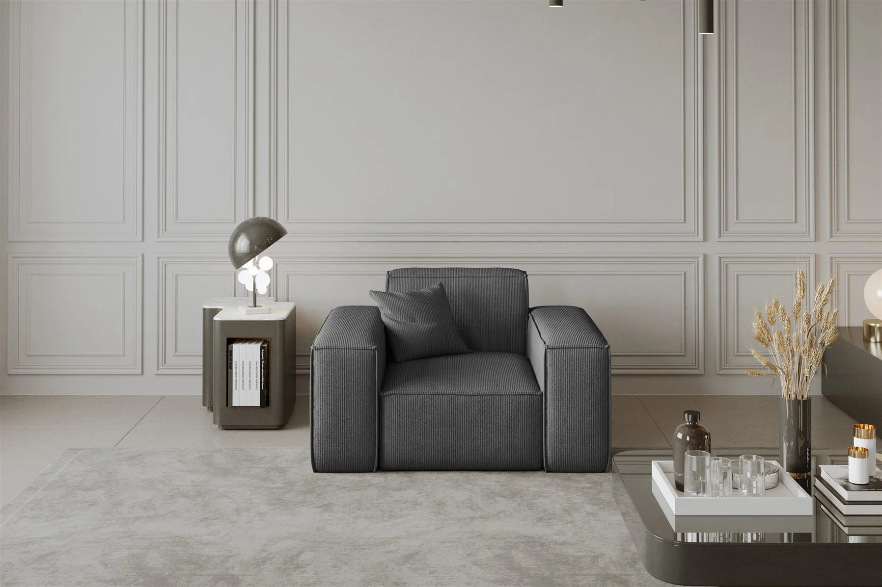 Sessel Designersessel CELES in Stoff Scala Grau - Fun Moebel