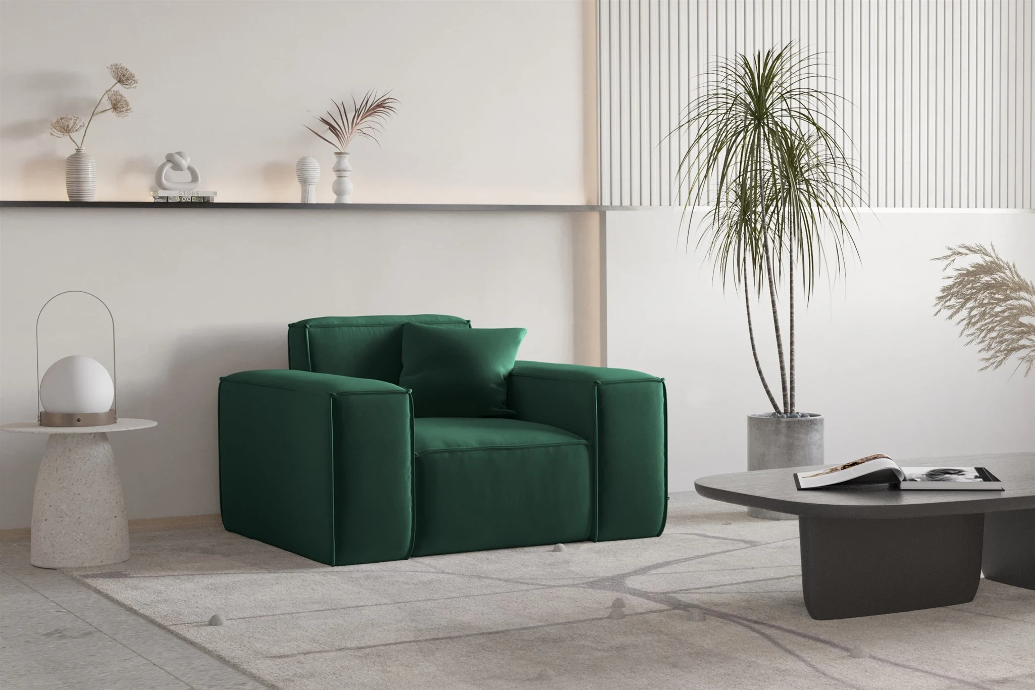 Sessel Designersessel CELES PREMIUM in Stoff Opera Velvet Grün - Fun Moebel