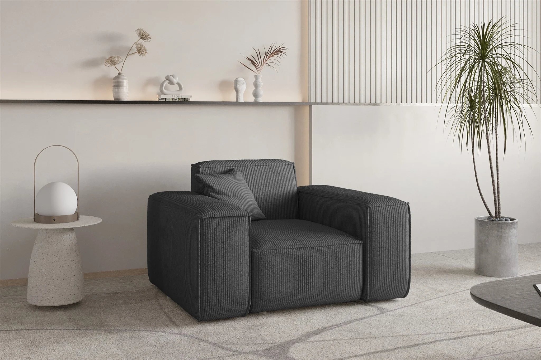 Sessel Designersessel CELES PREMIUM in Stoff Scala Anthrazit - Fun Möbel