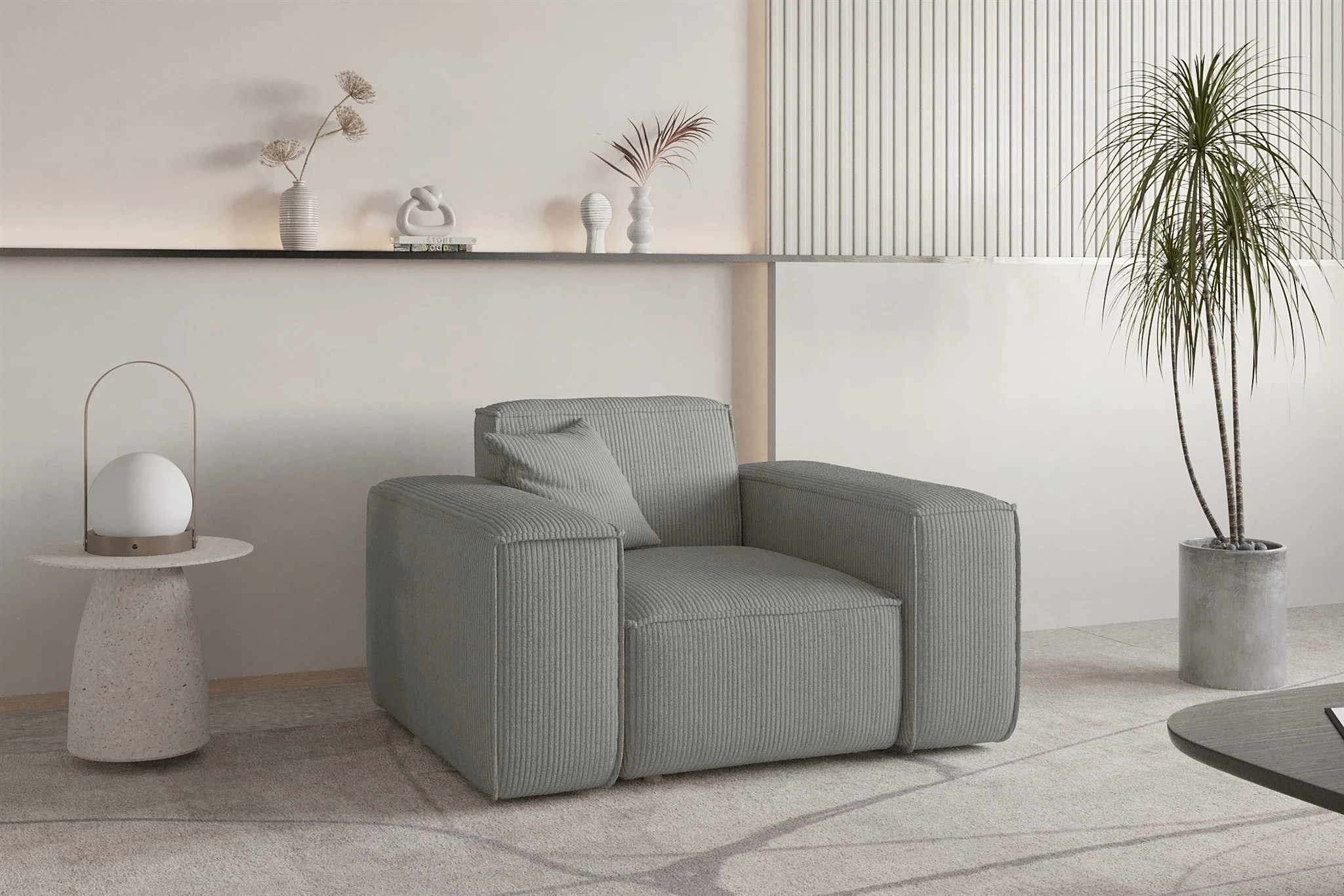 Sessel Designersessel CELES PREMIUM in Stoff Scala Grau - Fun Möbel