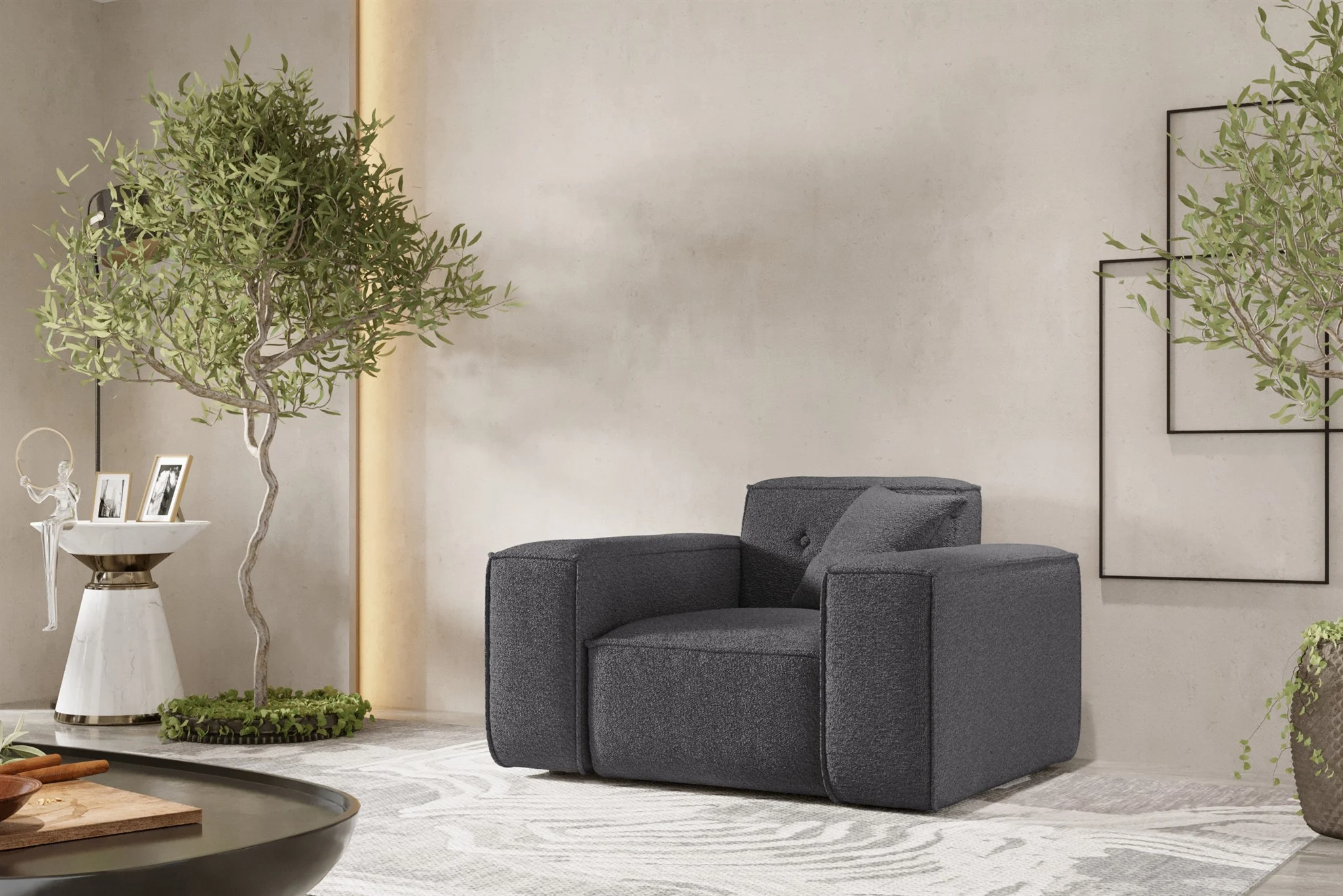 Sessel Designersessel CESINA in Stoff Ascot Bukla Grafit - Fun Möbel