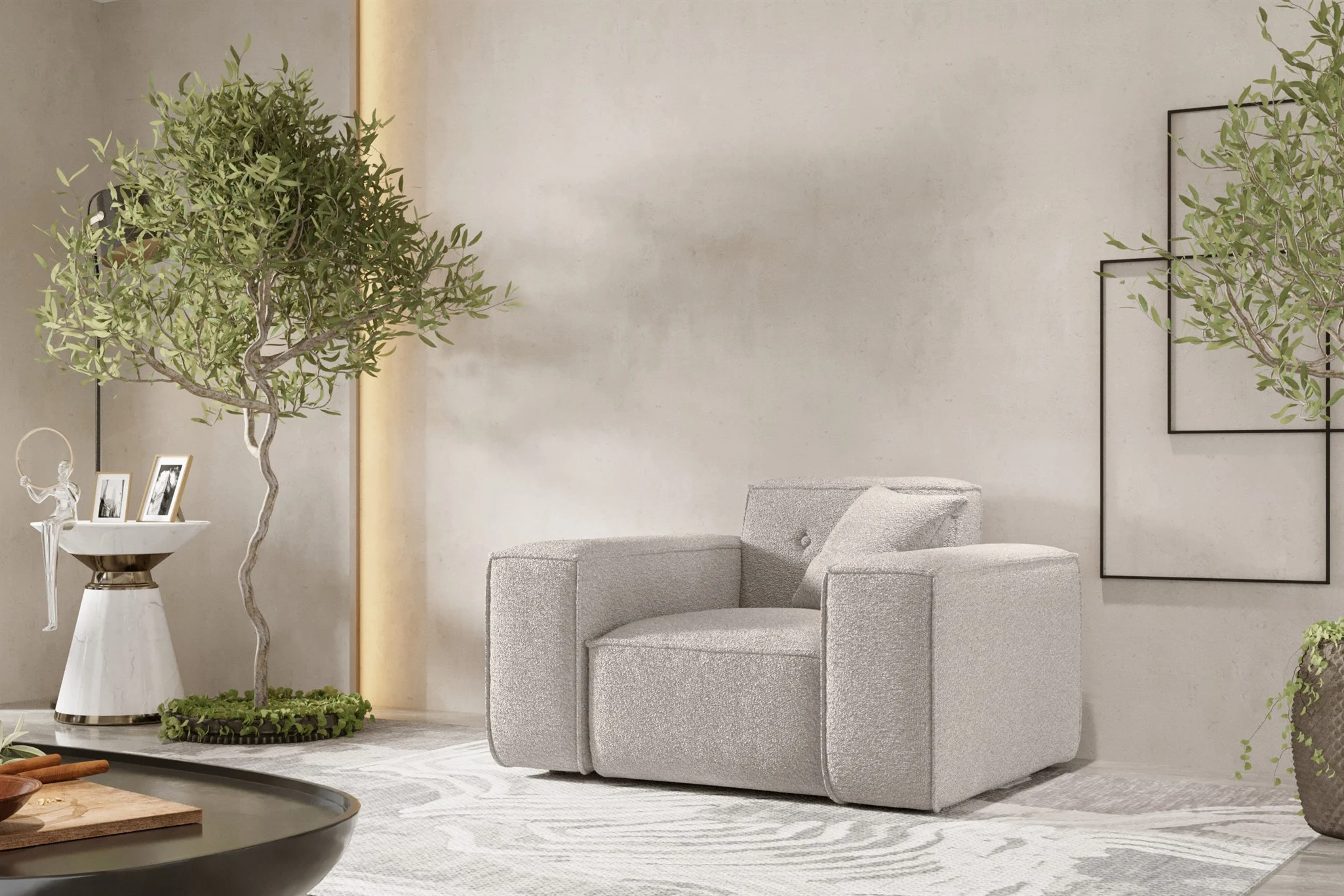 Sessel Designersessel CESINA in Stoff Ascot Bukla Creme - Fun Möbel