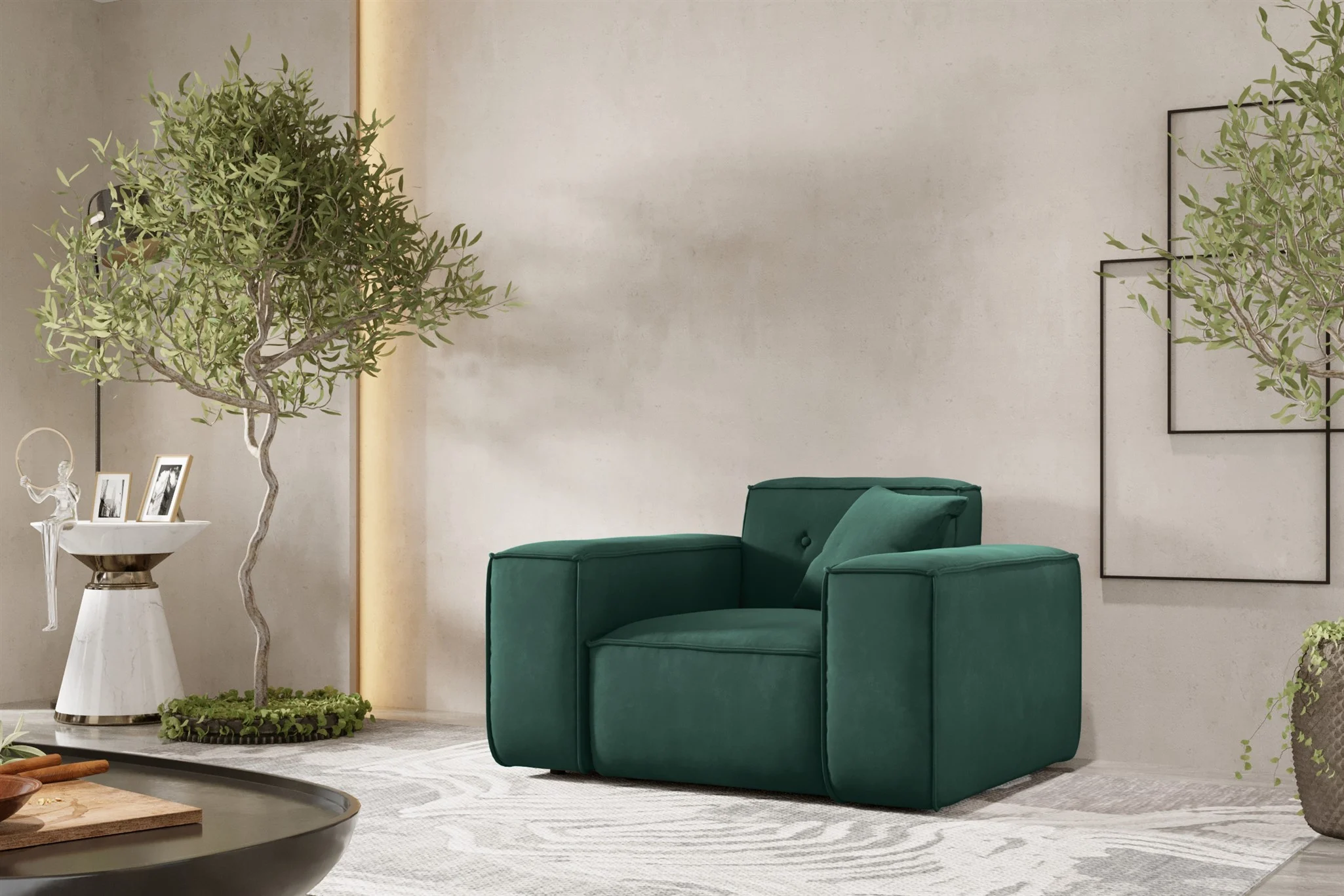 Sessel Designersessel CESINA in Stoff Opera Velvet Grün - Fun Möbel