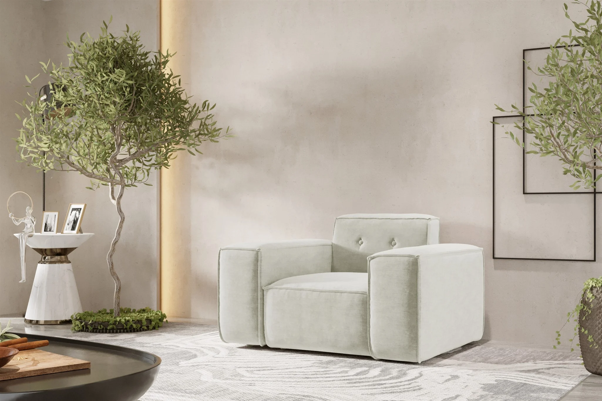 Sessel Designersessel CESINA in Stoff Perfect Harmony Cremeweiß - Fun Möbel