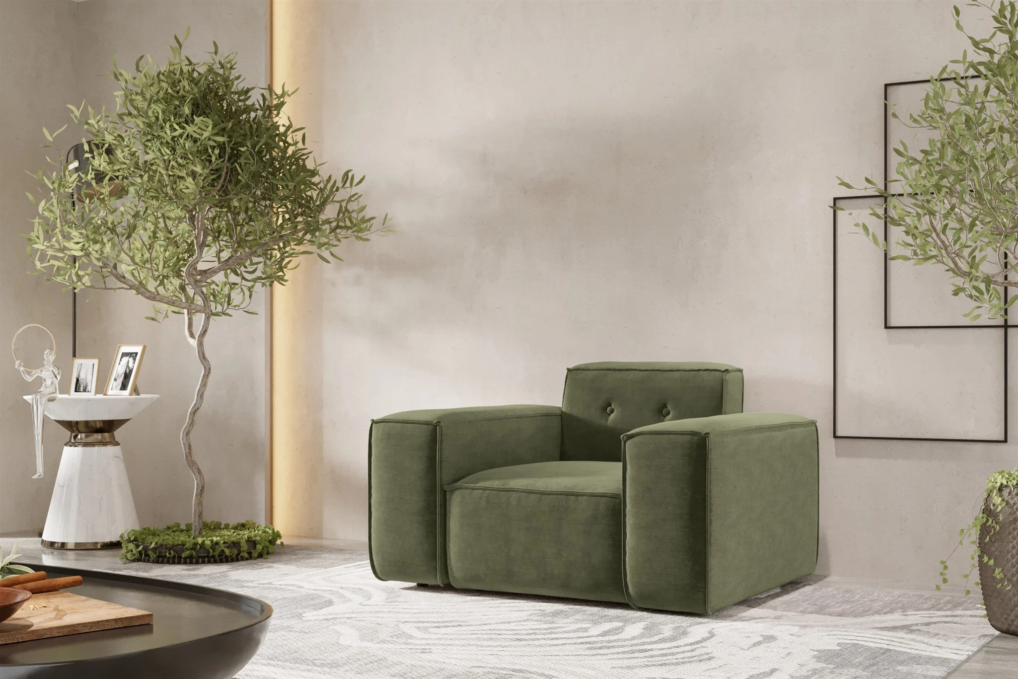 Sessel Designersessel CESINA in Stoff Perfect Harmony Waldgrün - Fun Möbel