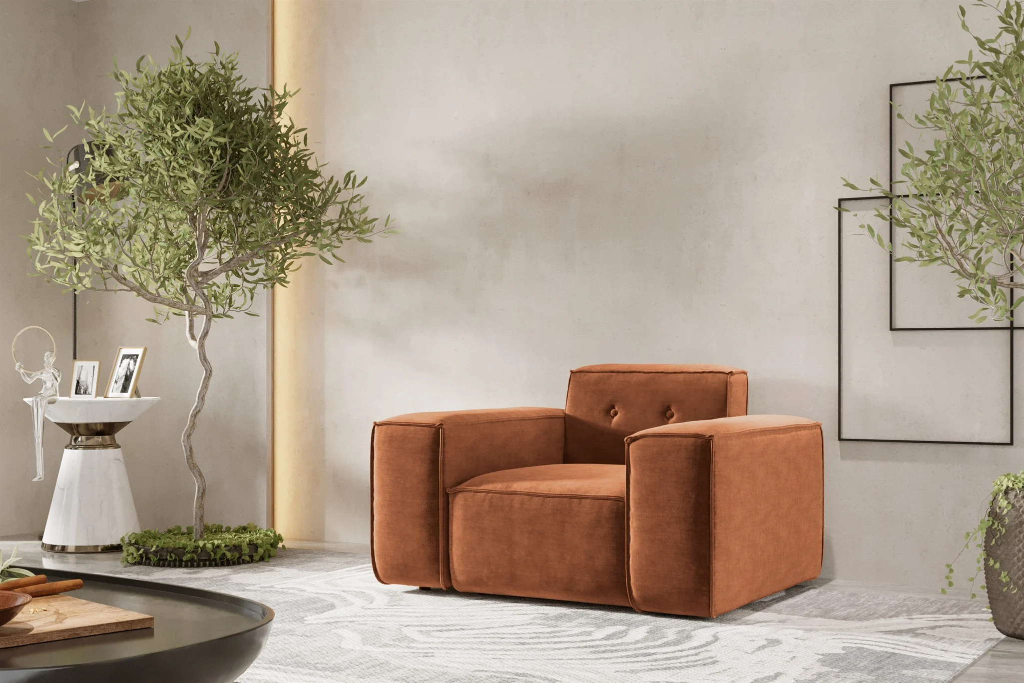 Sessel Designersessel CESINA in Stoff Perfect Harmony Rostbraun - Fun Möbel