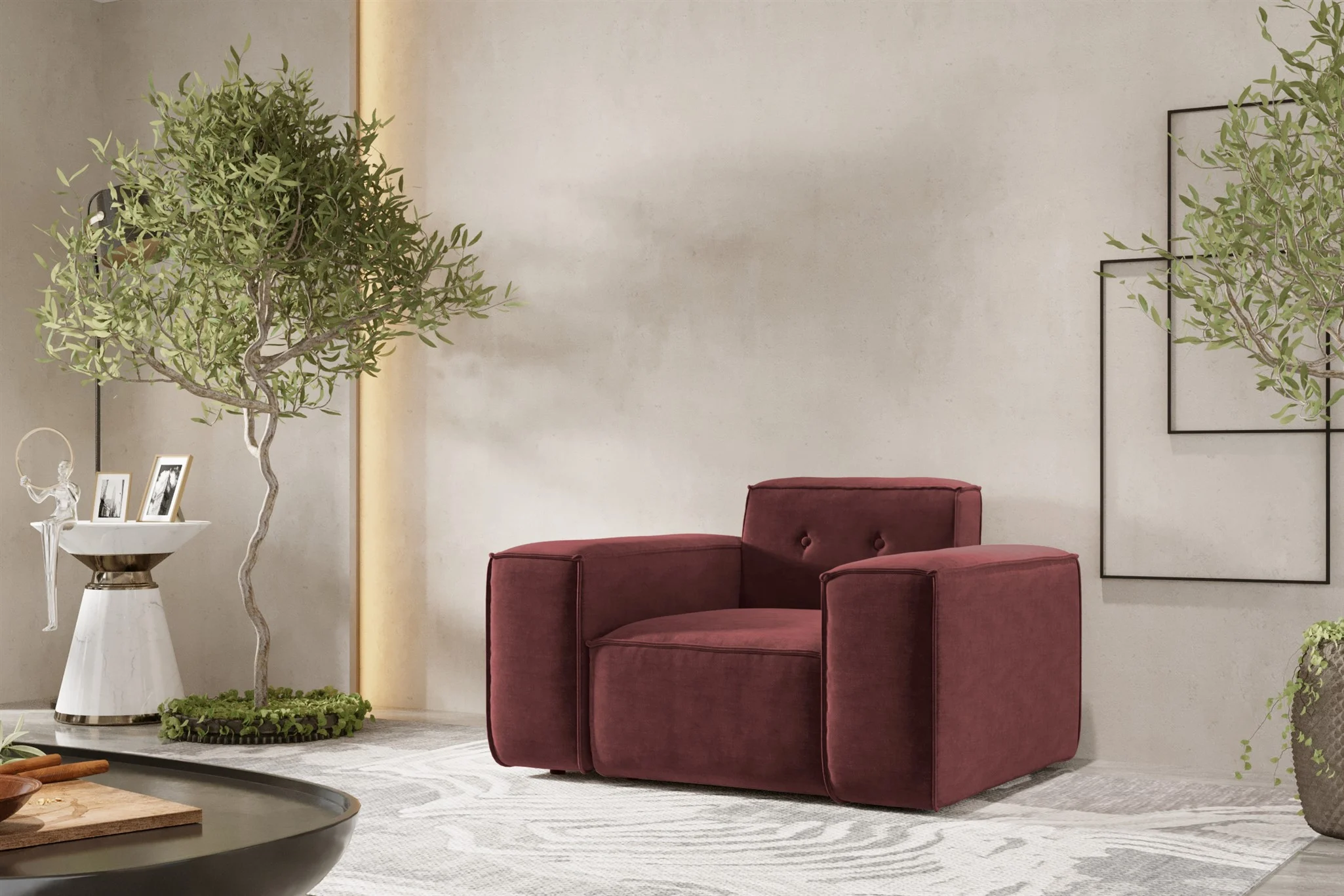 Sessel Designersessel CESINA in Stoff Perfect Harmony Bordeauxrot - Fun Möbel