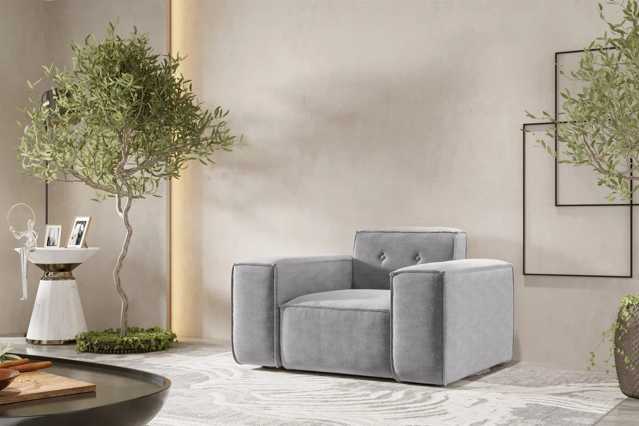 Sessel Designersessel CESINA in Stoff Perfect Harmony Grau - Fun Möbel