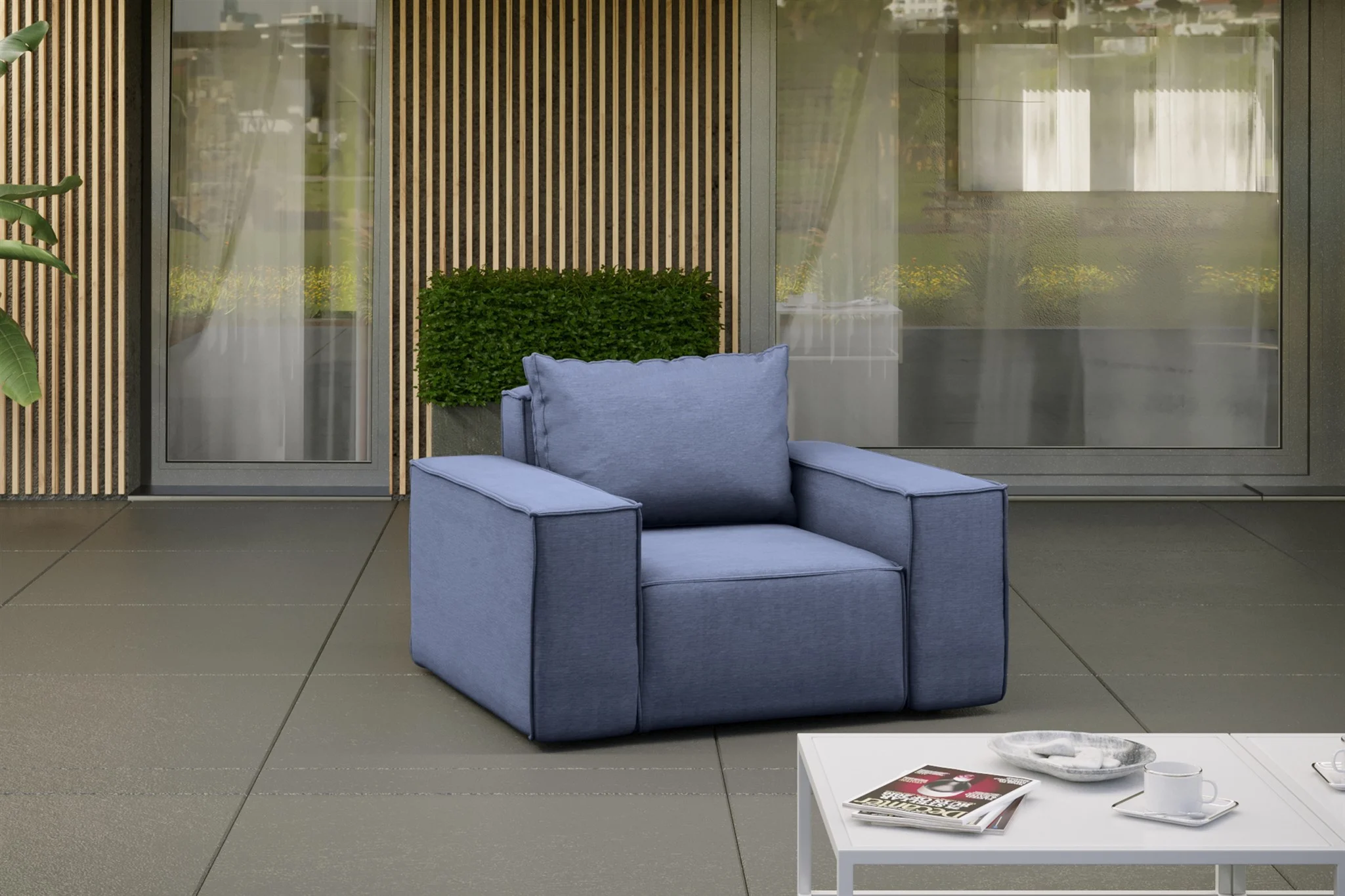 Gartensessel Sessel GARDENT wetterfester Stoff NXL Blau - Fun Möbel