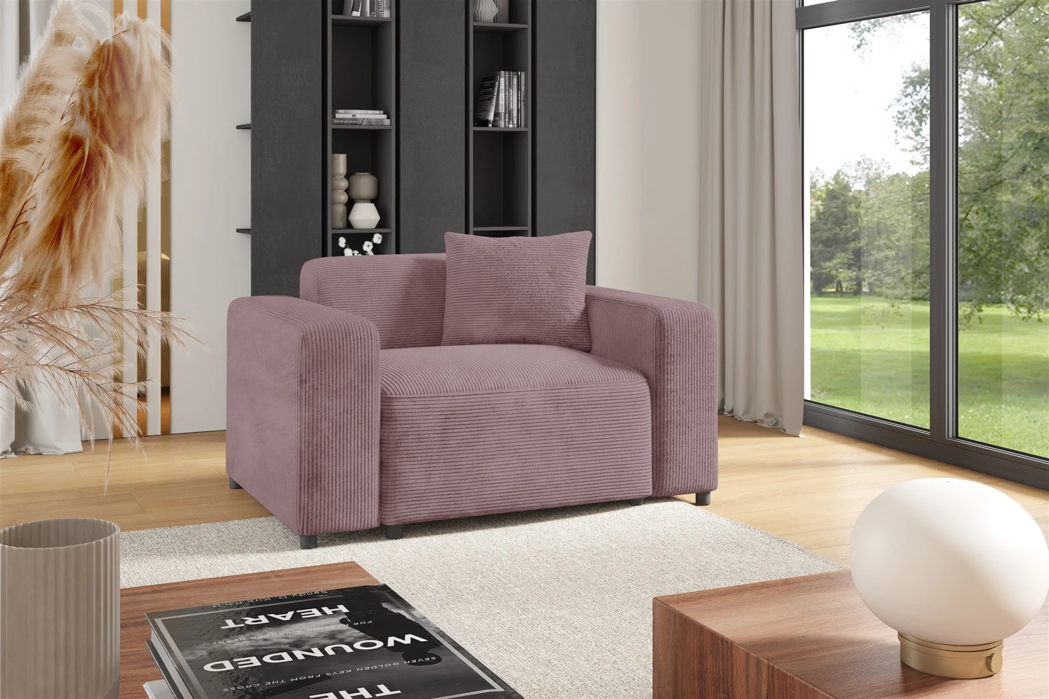 Sessel Designersessel MEGAN in Stoff Poso Altrosa - Fun Möbel