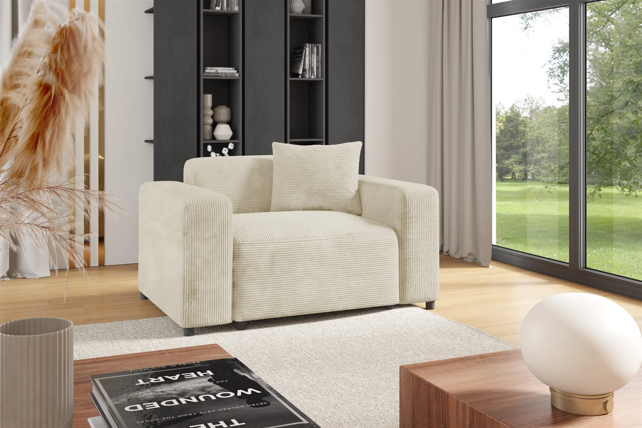 Sessel Designersessel MEGAN in Stoff Poso Creme - Fun Möbel