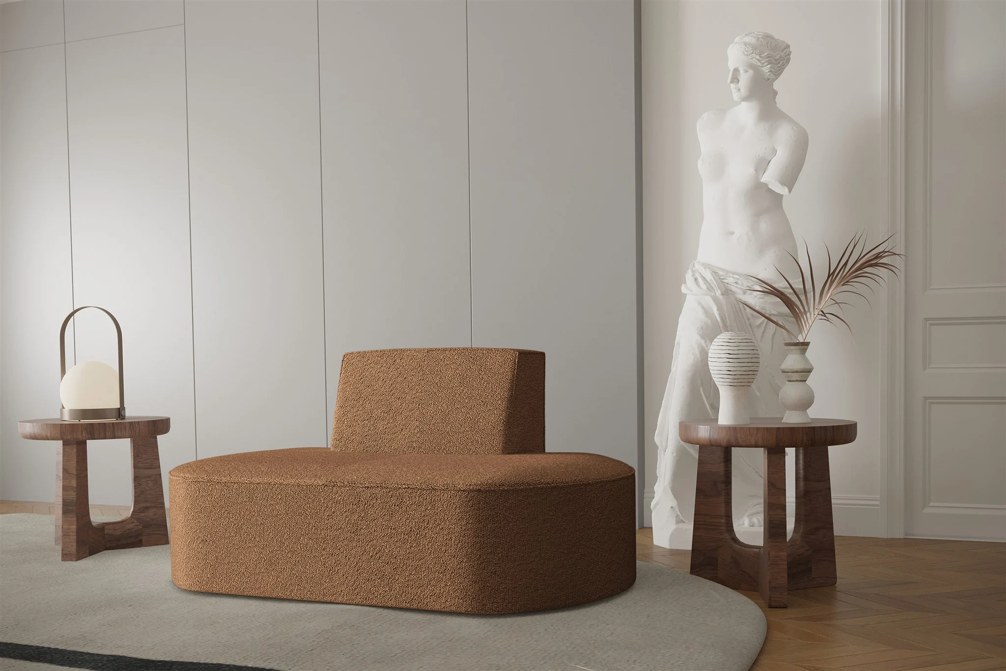 Sessel Designersessel MILOT in Stoff Ascot Bukla Goldbraun - Fun Moebel