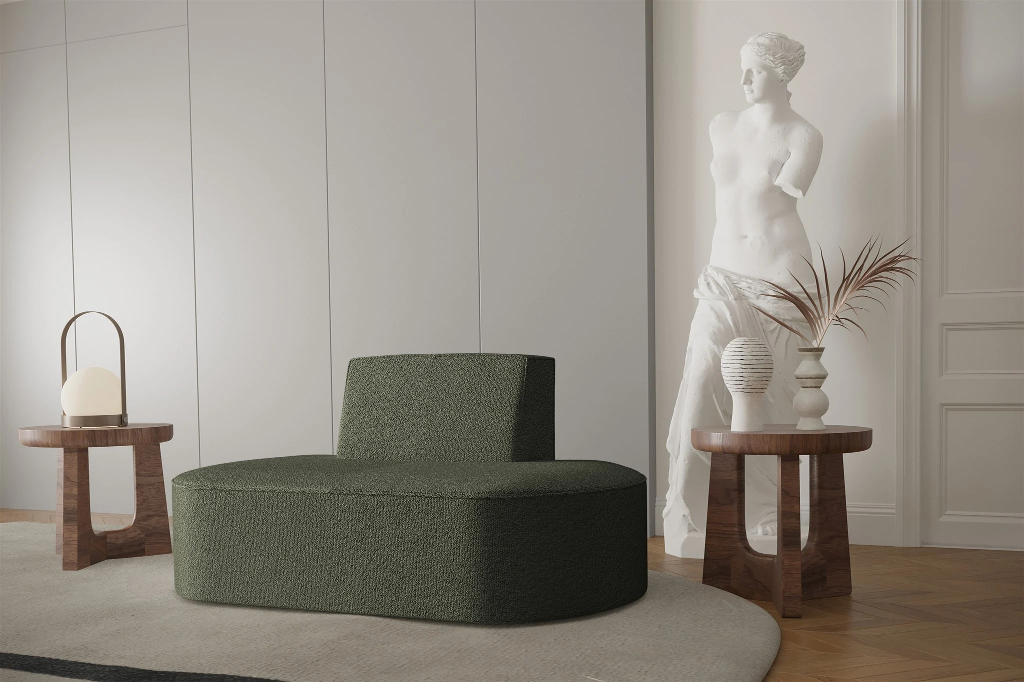 Sessel Designersessel MILOT in Stoff Ascot Bukla Mossgrün - Fun Moebel